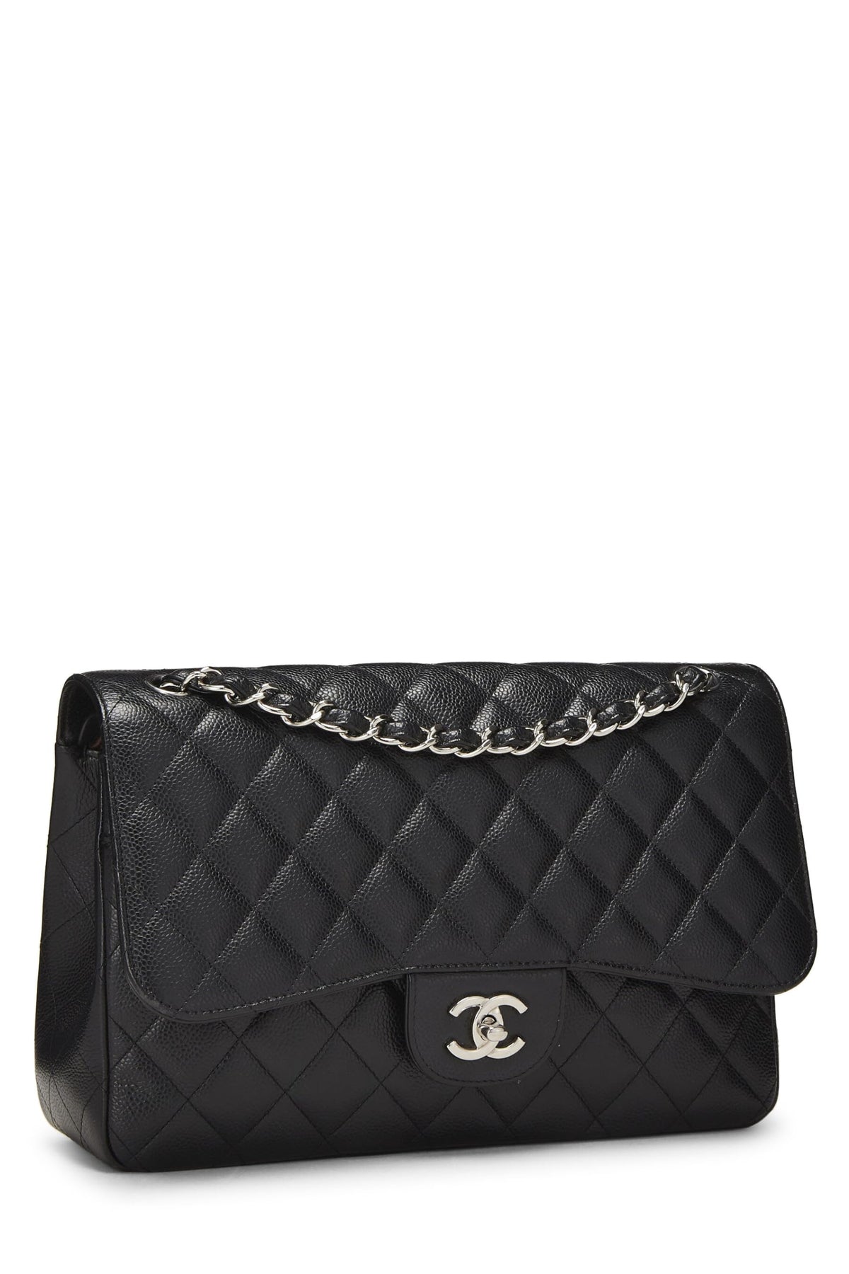 Chanel, Black Quilted Caviar New Classic Flap Jumbo, Black