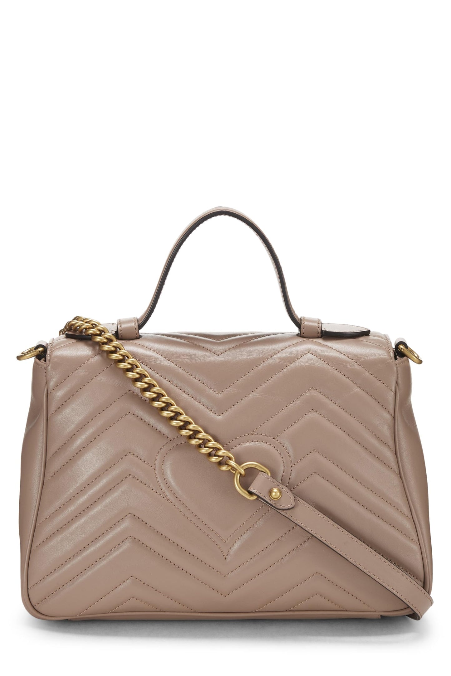 Gucci, Pink Leather GG Marmont Top Handle Bag Small, Pink