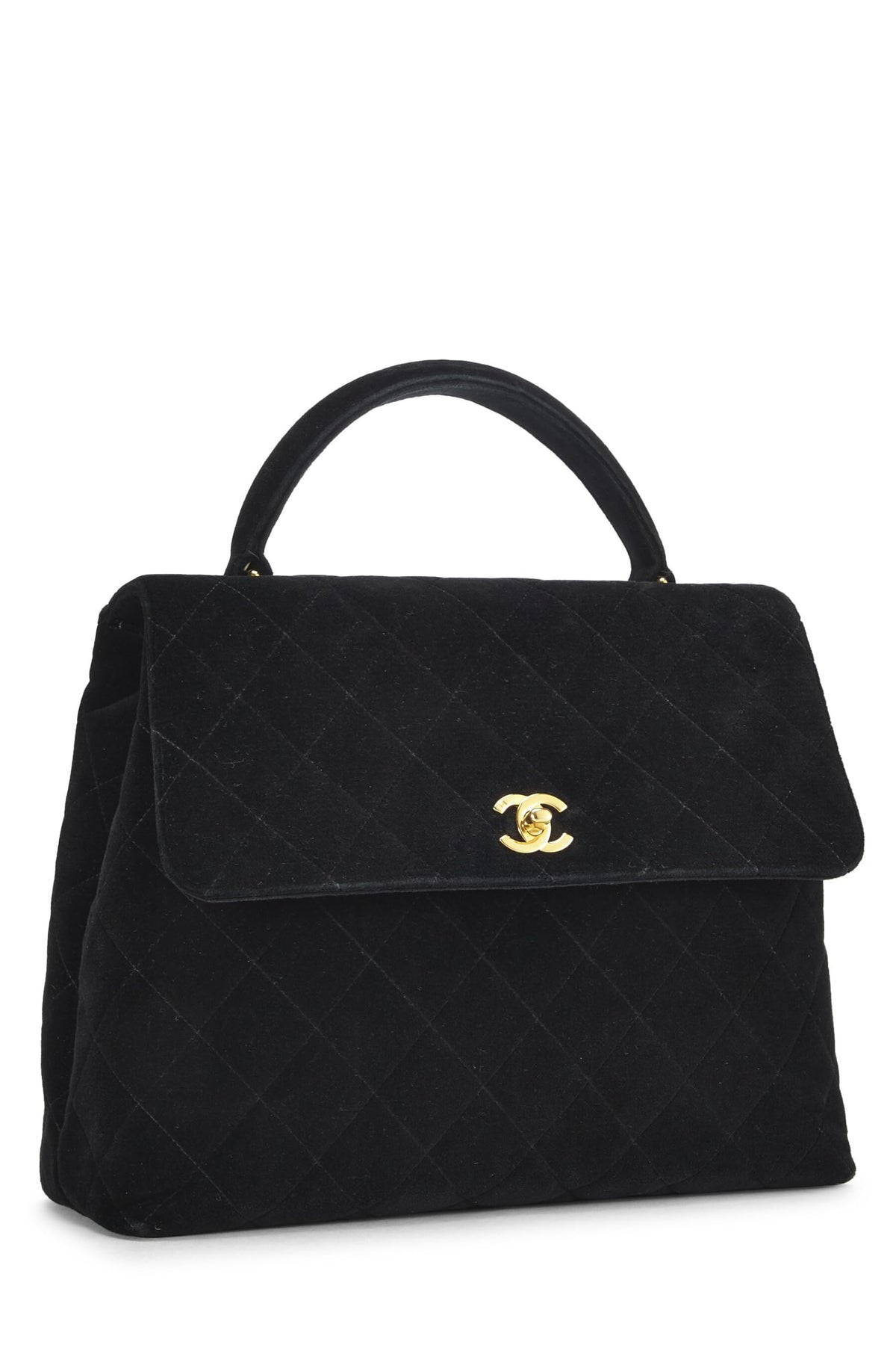Chanel, Black Quilted Velvet Kelly, Black