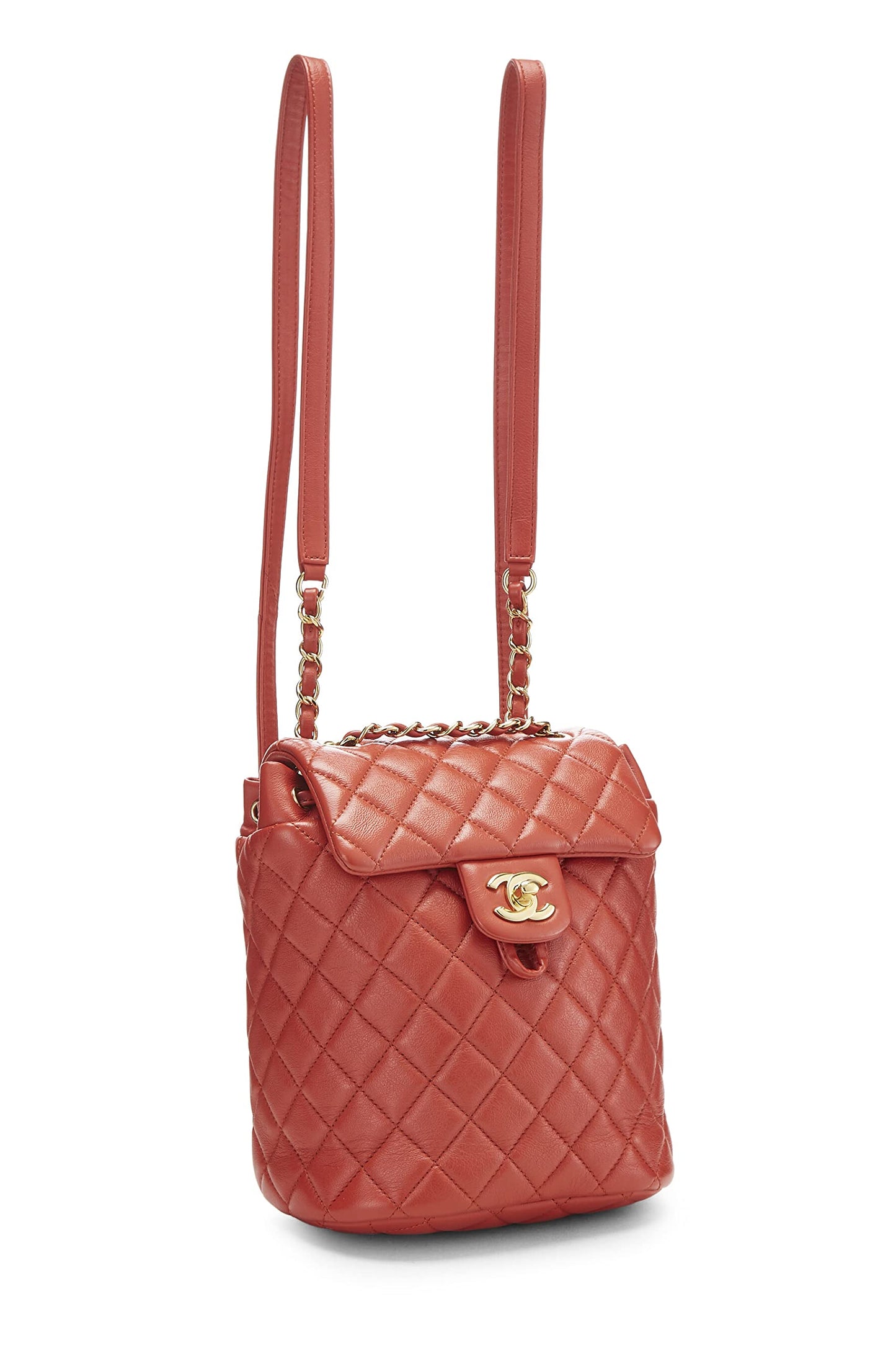 Chanel, Orange Quilted Lambskin Urban Spirit Backpack Mini, Orange