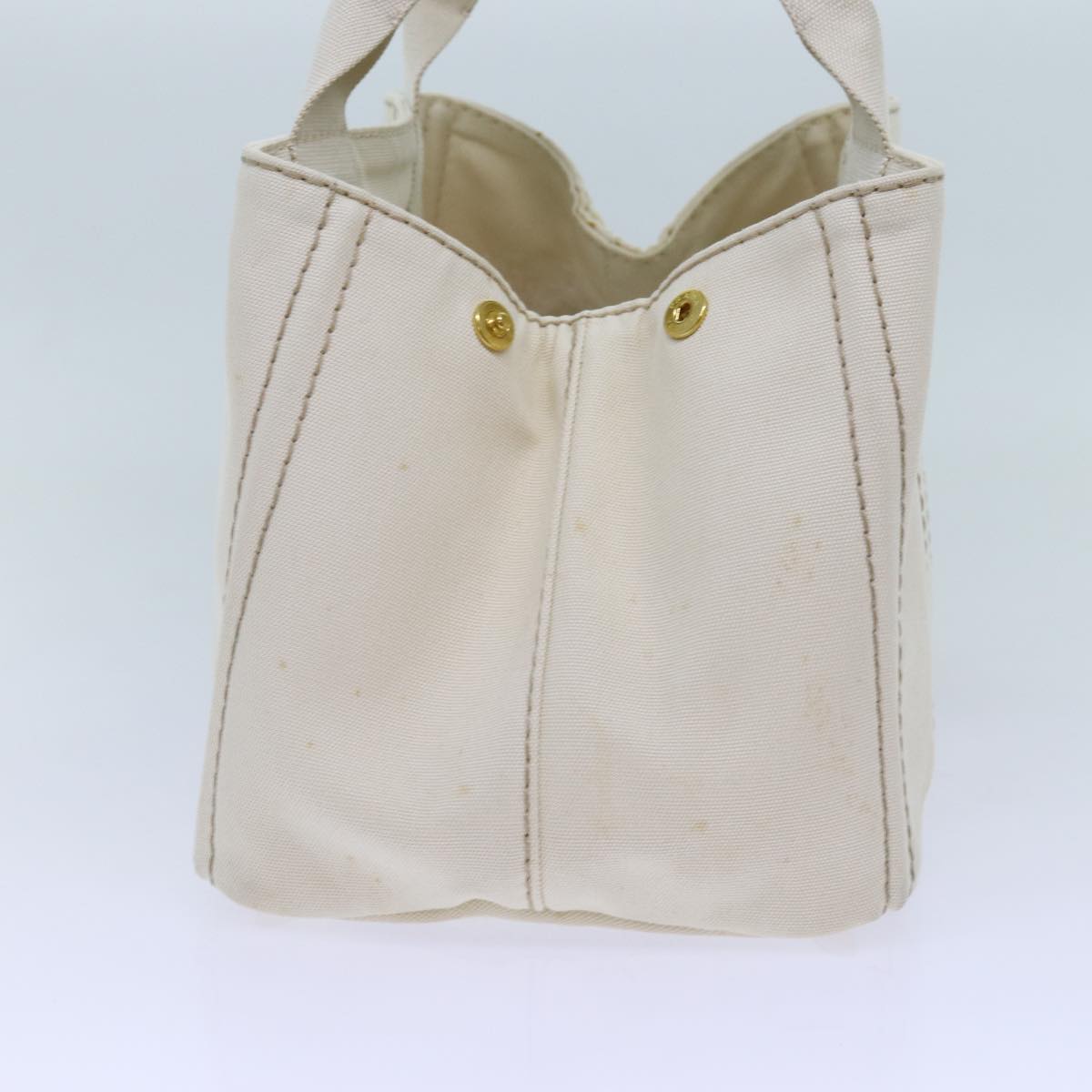 PRADA Canapa MM Hand Bag Canvas White Auth 71877