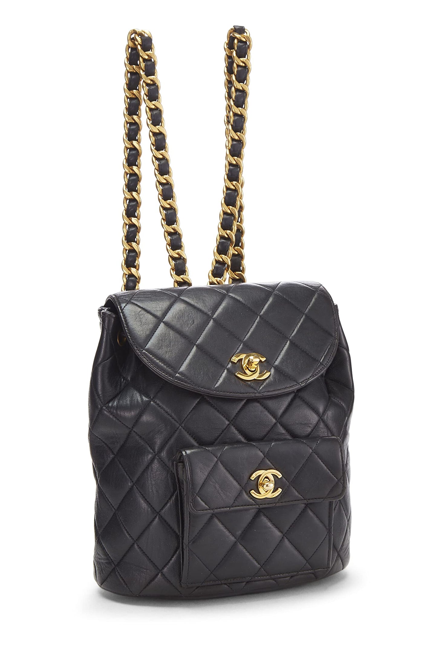 Chanel, Black Quilted Lambskin 'CC' Classic Backpack Small, Black