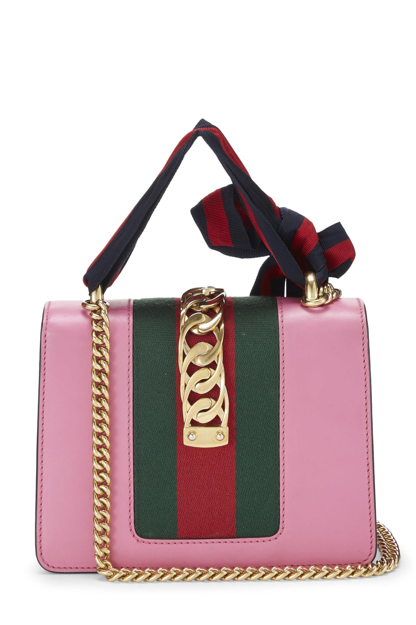 Gucci, Pink Leather Web Sylvie Mini, Pink