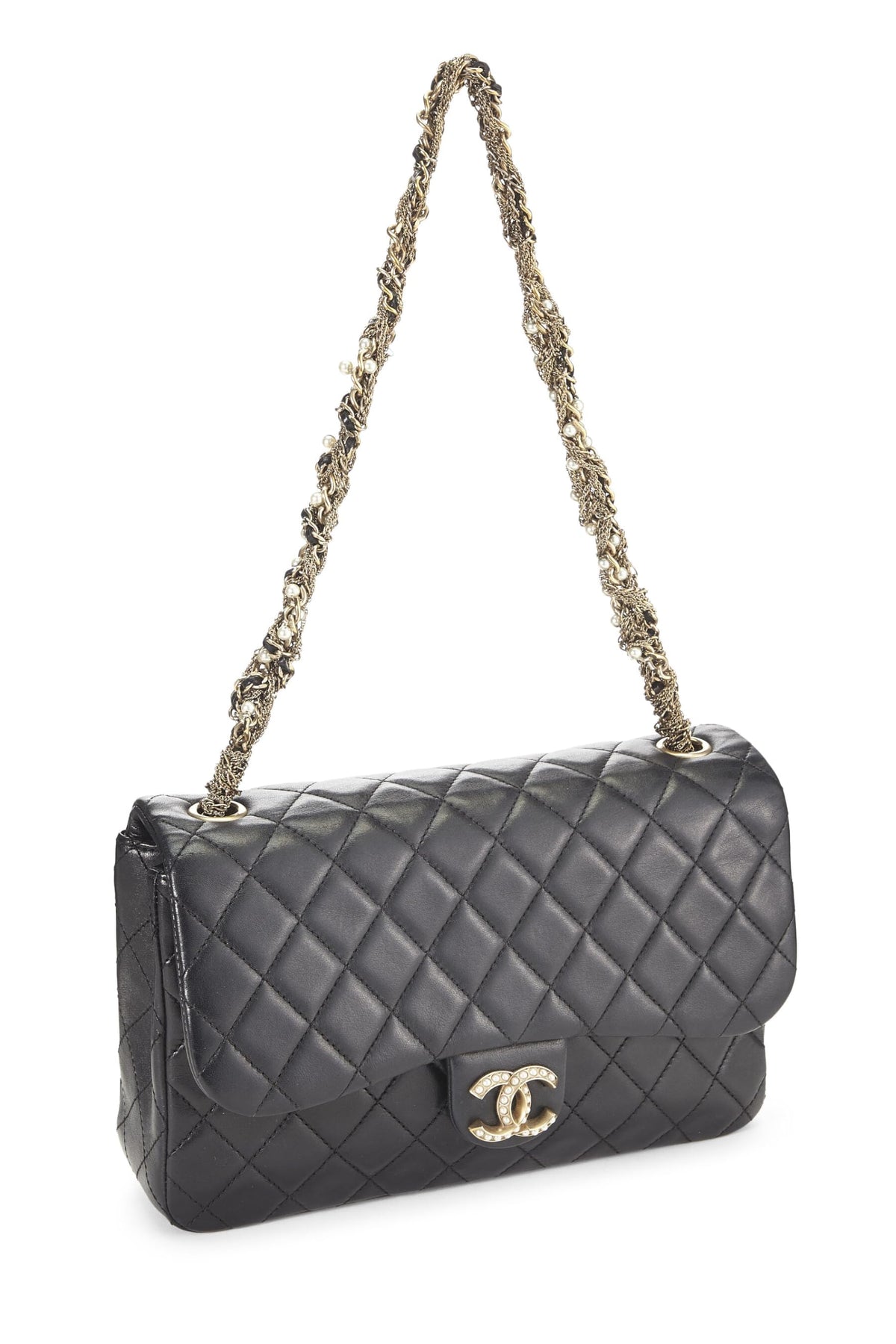 Chanel, Black Quilted Lambskin Westminster Pearl Flap, Black