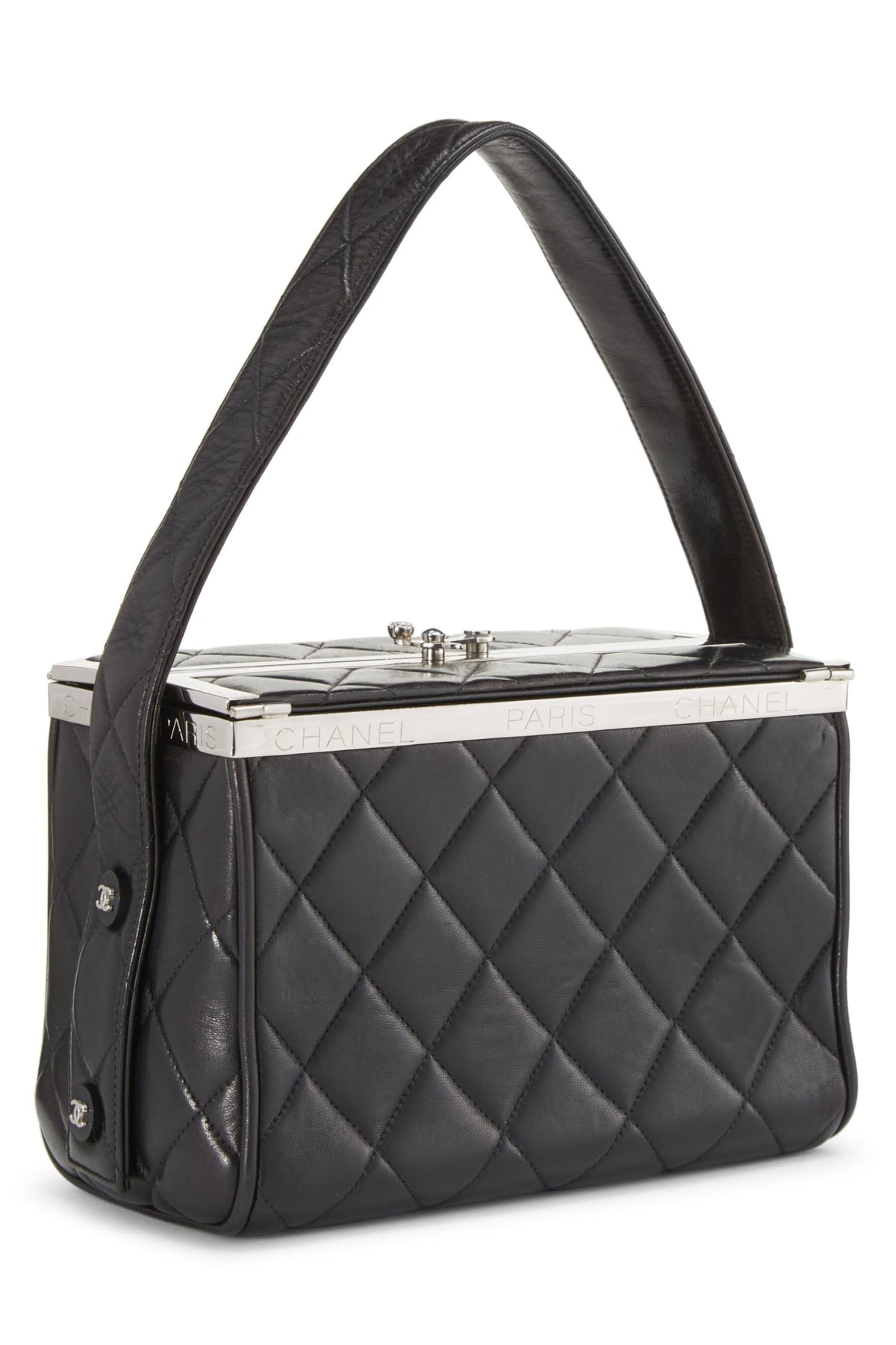 Chanel, Black Quilted Lambskin Box Vanity Small, Black