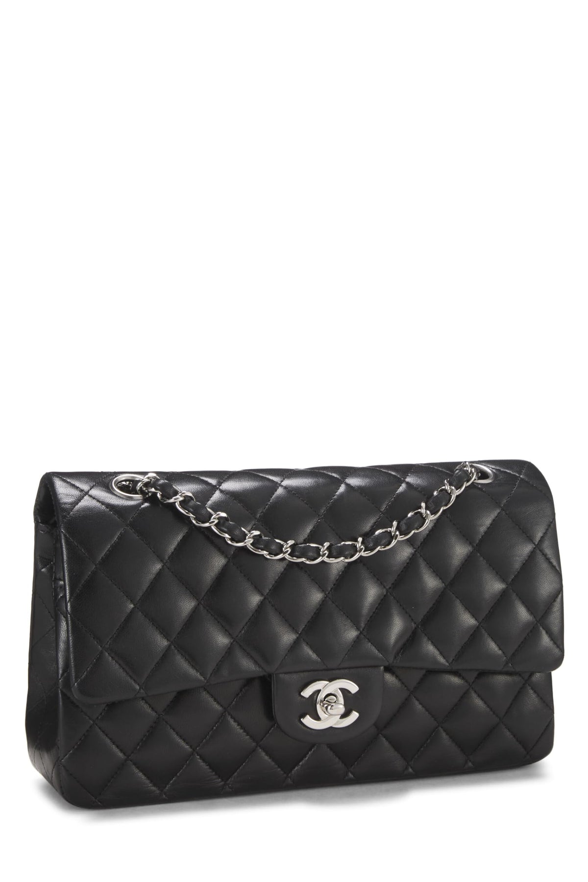 Chanel, Black Quilted Lambskin Classic Double Flap Medium, Black