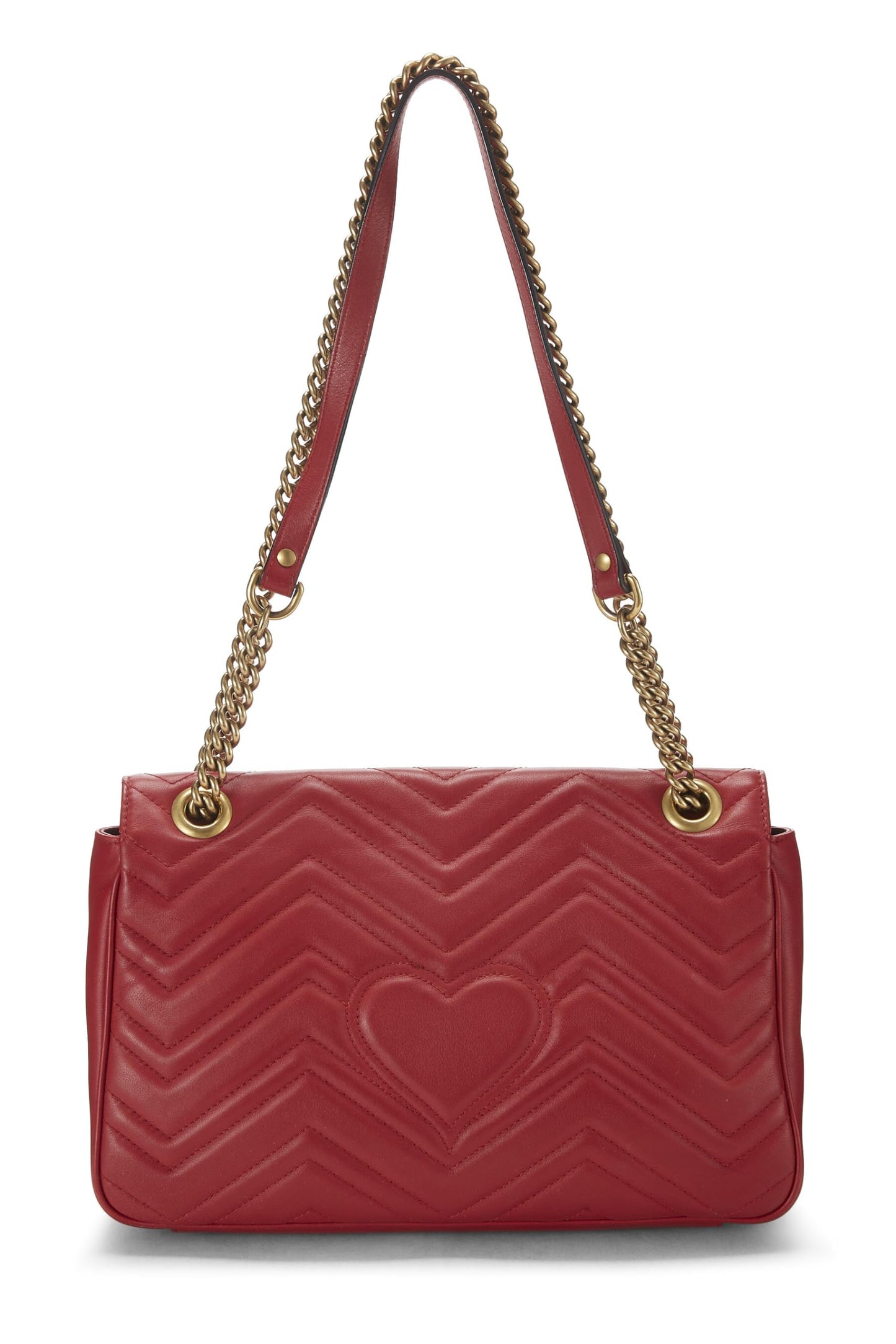 Gucci, Red Leather GG Marmont Shoulder Bag, Red