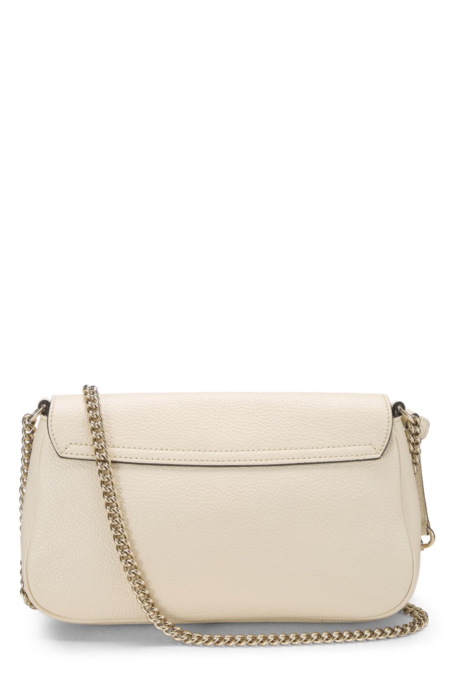 Gucci, White Grained Leather Soho Chain Flap Crossbody, White
