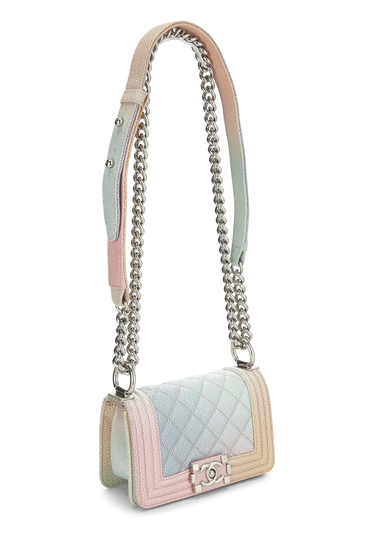 Chanel, Rainbow Quilted Caviar Boy Bag Mini, Multi