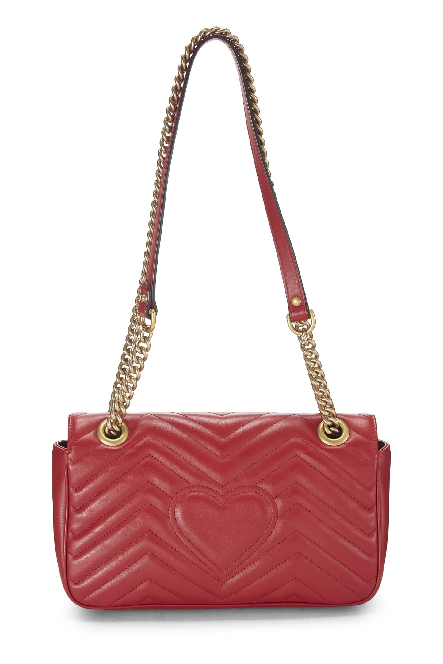 Gucci, Red Leather GG Marmont Matelassé Shoulder Bag Small, Red