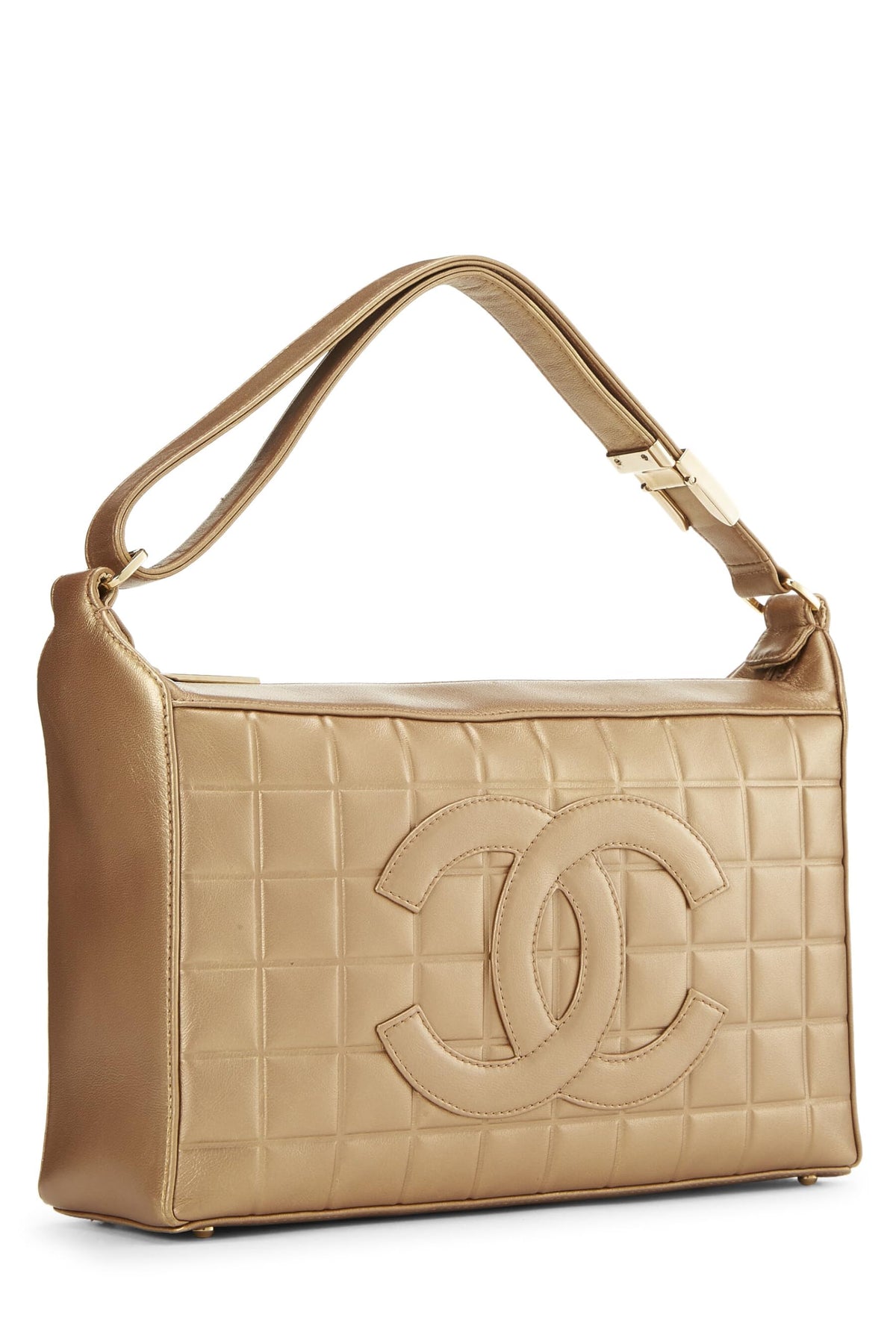 Chanel, Gold Chocolate Bar Calfskin Shoulder Bag, Gold