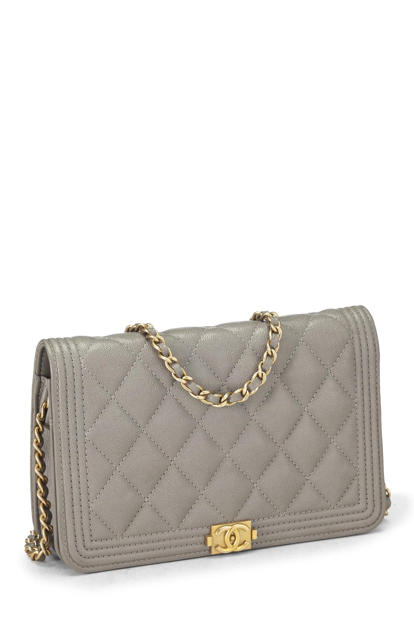 Chanel, Grey Caviar Boy Wallet on Chain (WOC), Grey