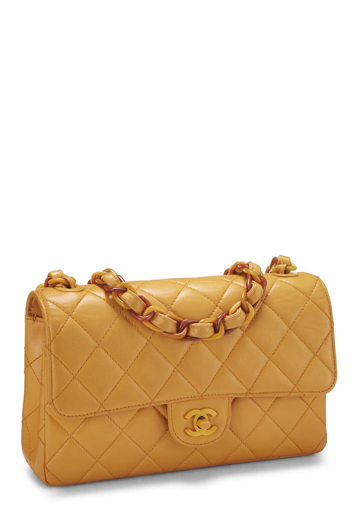 Chanel, Orange Lambskin Bekko Chain Flap Medium, Orange