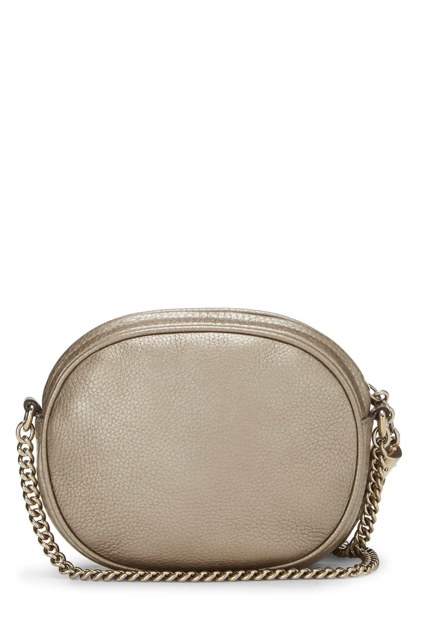 Gucci, Metallic Gold Leather Soho Round Chain Crossbody Mini, Gold