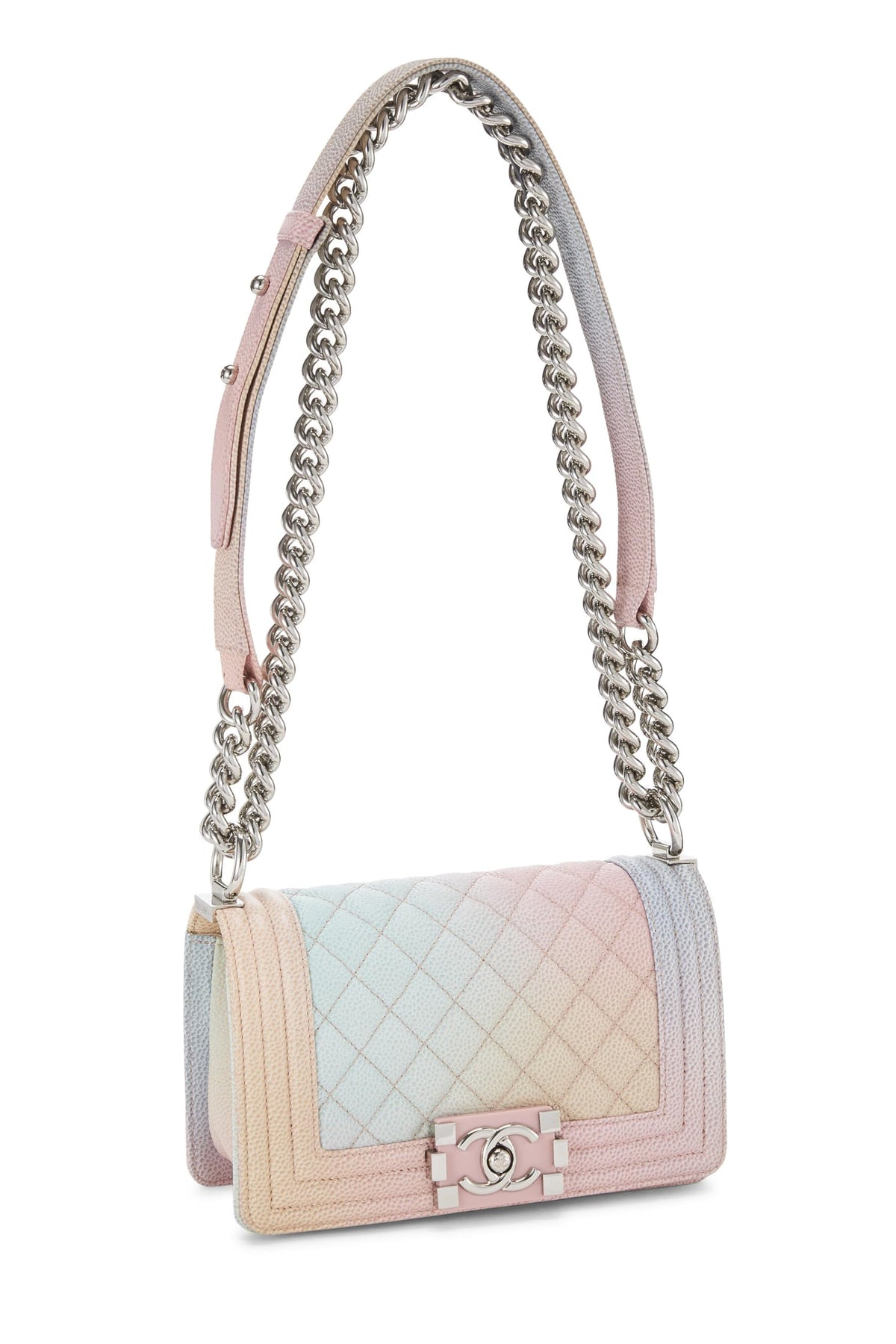 Chanel, Rainbow Quilted Caviar Boy Bag Small, Multi