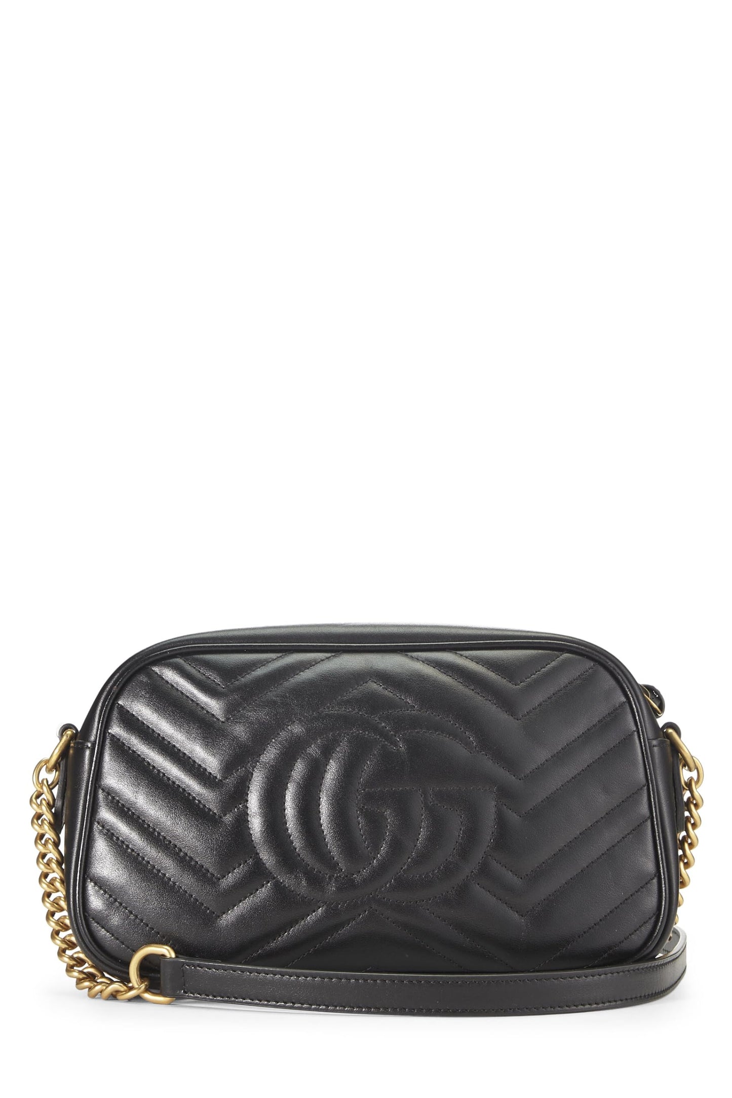 Gucci, Black Leather GG Marmont Crossbody Small, Black