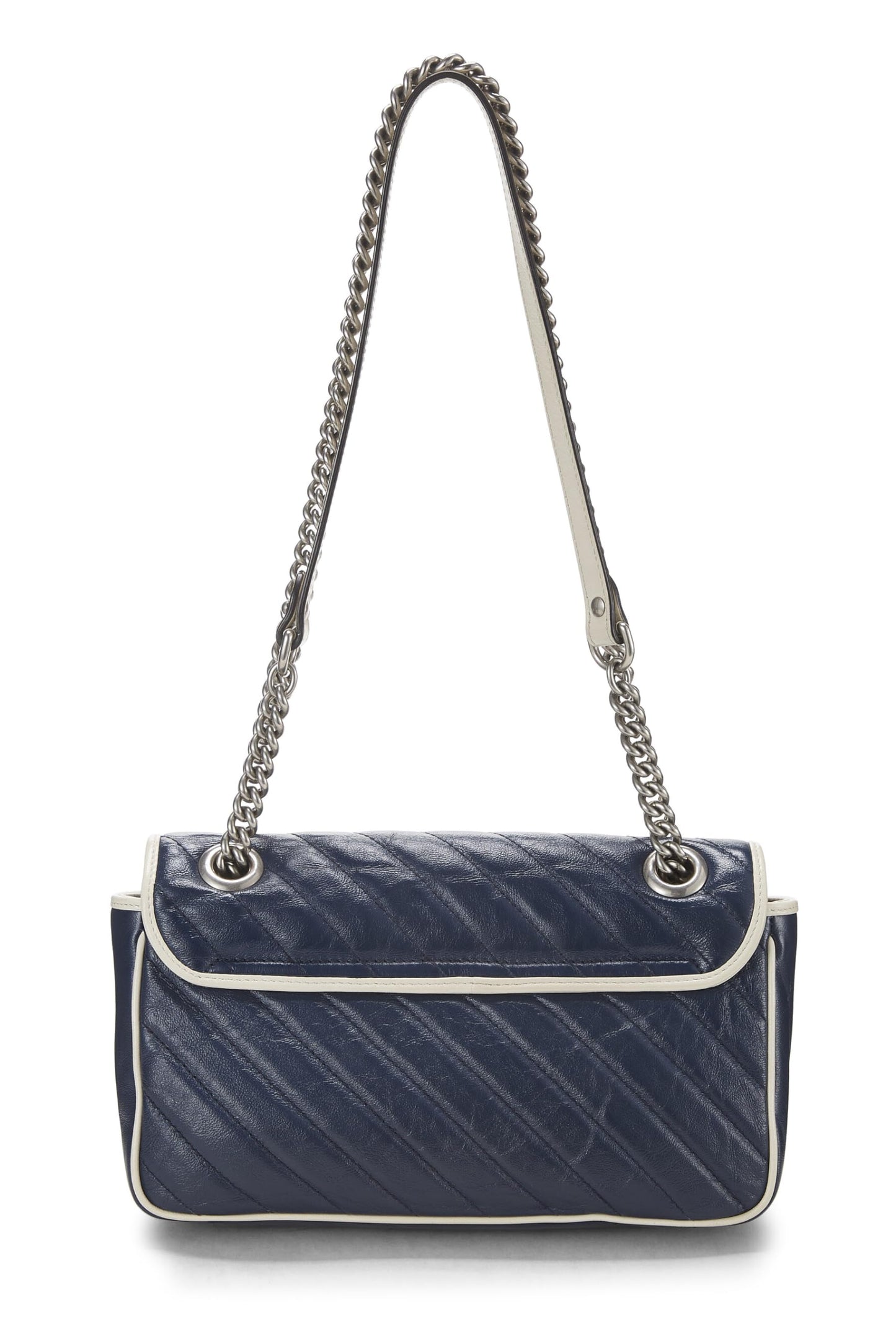 Gucci, Navy Leather Torchon GG Marmont Shoulder Bag Small, Navy