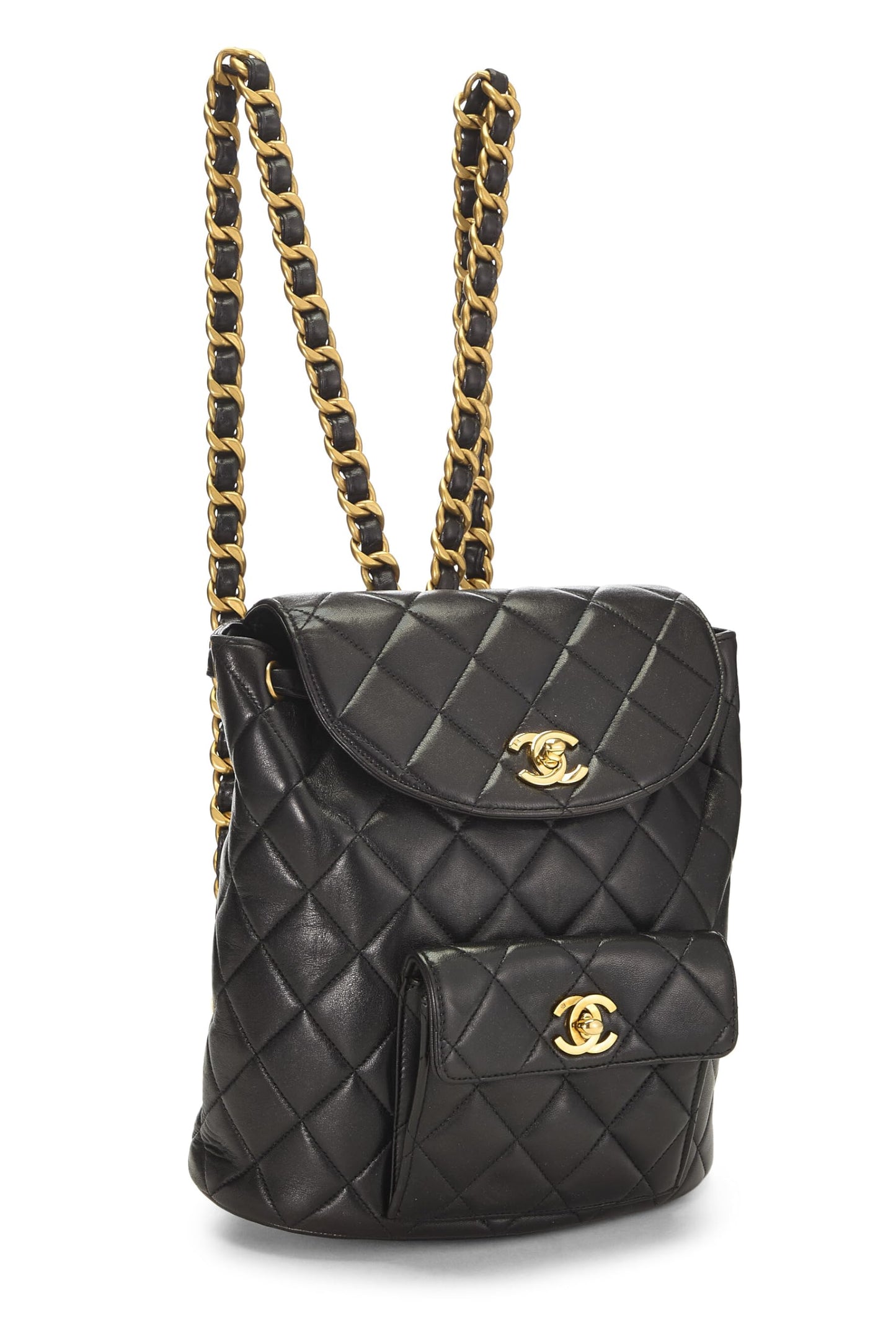 Chanel, Black Quilted Lambskin 'CC' Classic Backpack Medium, Black