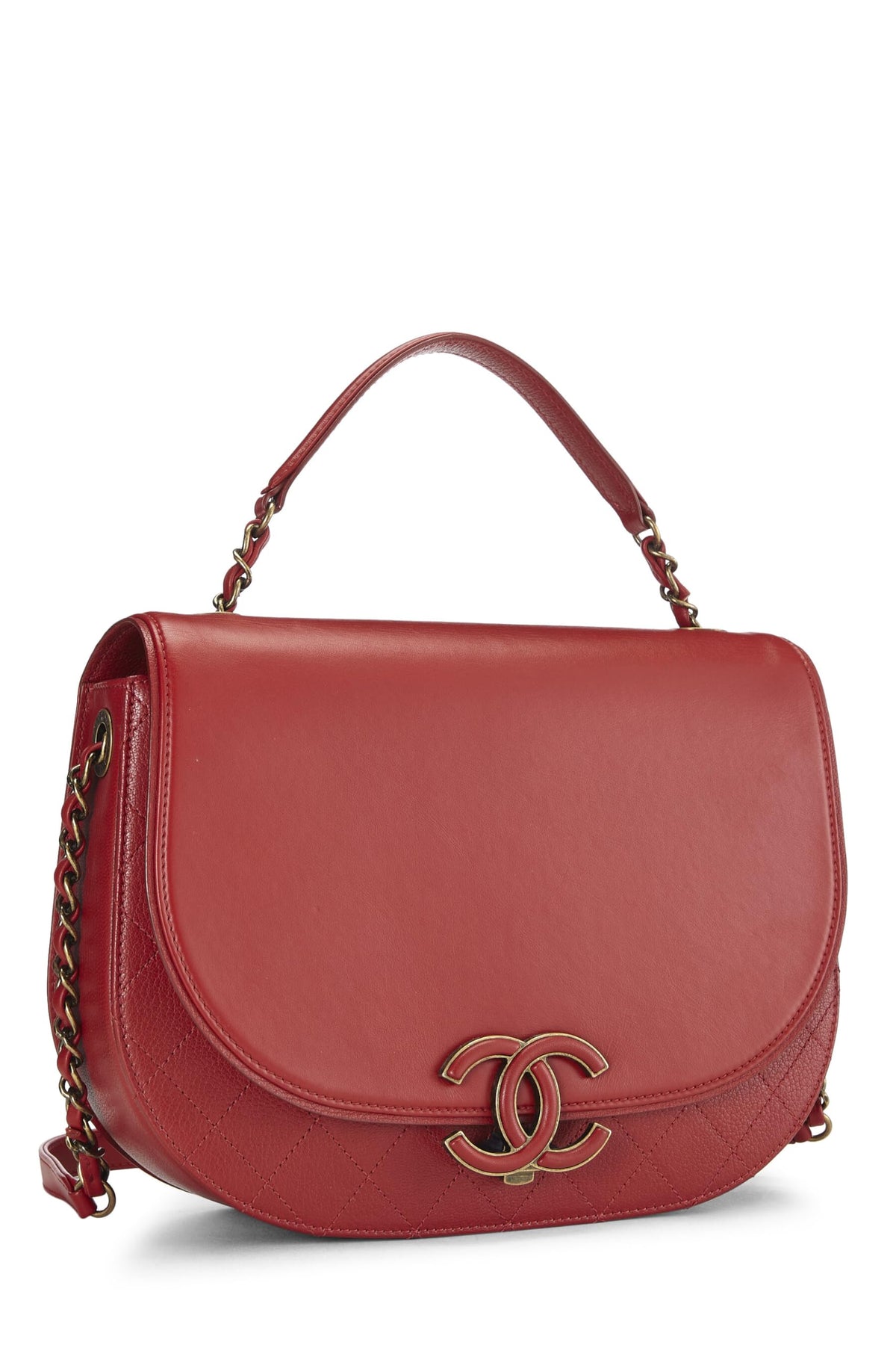 Chanel, Red Calfskin Coco Curve Flap Medium, Red