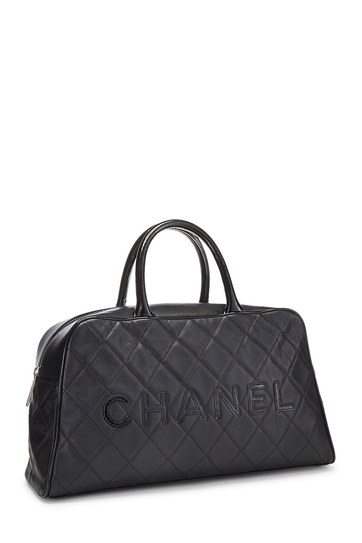 Chanel, Black Quilted Caviar Bowler Medium, Black