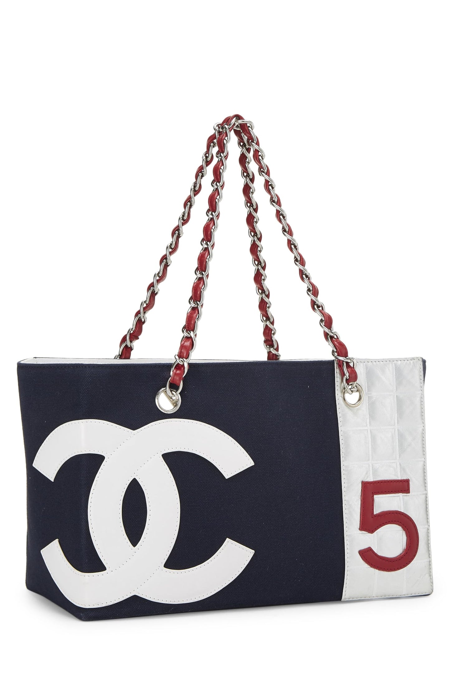 Chanel, Navy Canvas & Leather No.5 Foil Shopping Tote, Navy