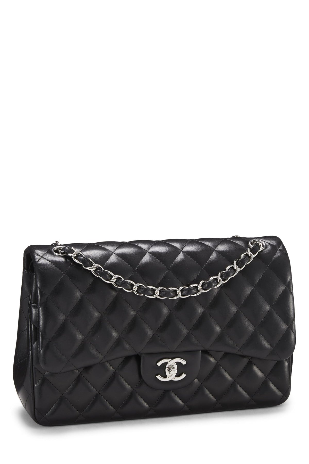 Chanel, Black Quilted Lambskin New Classic Double Flap Jumbo, Black