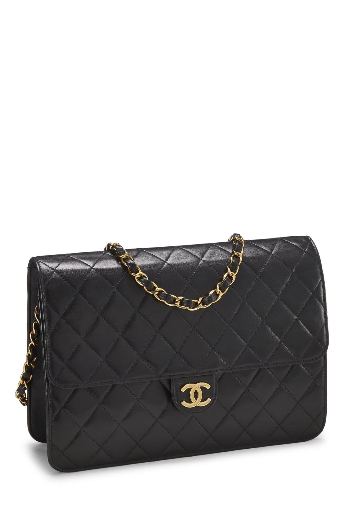 Chanel, Black Quilted Lambskin Ex Flap Medium, Black