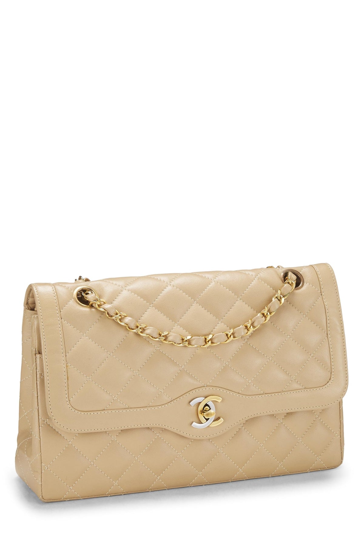 Chanel, Beige Quilted Lambskin Paris Limited Double Flap Medium, Beige