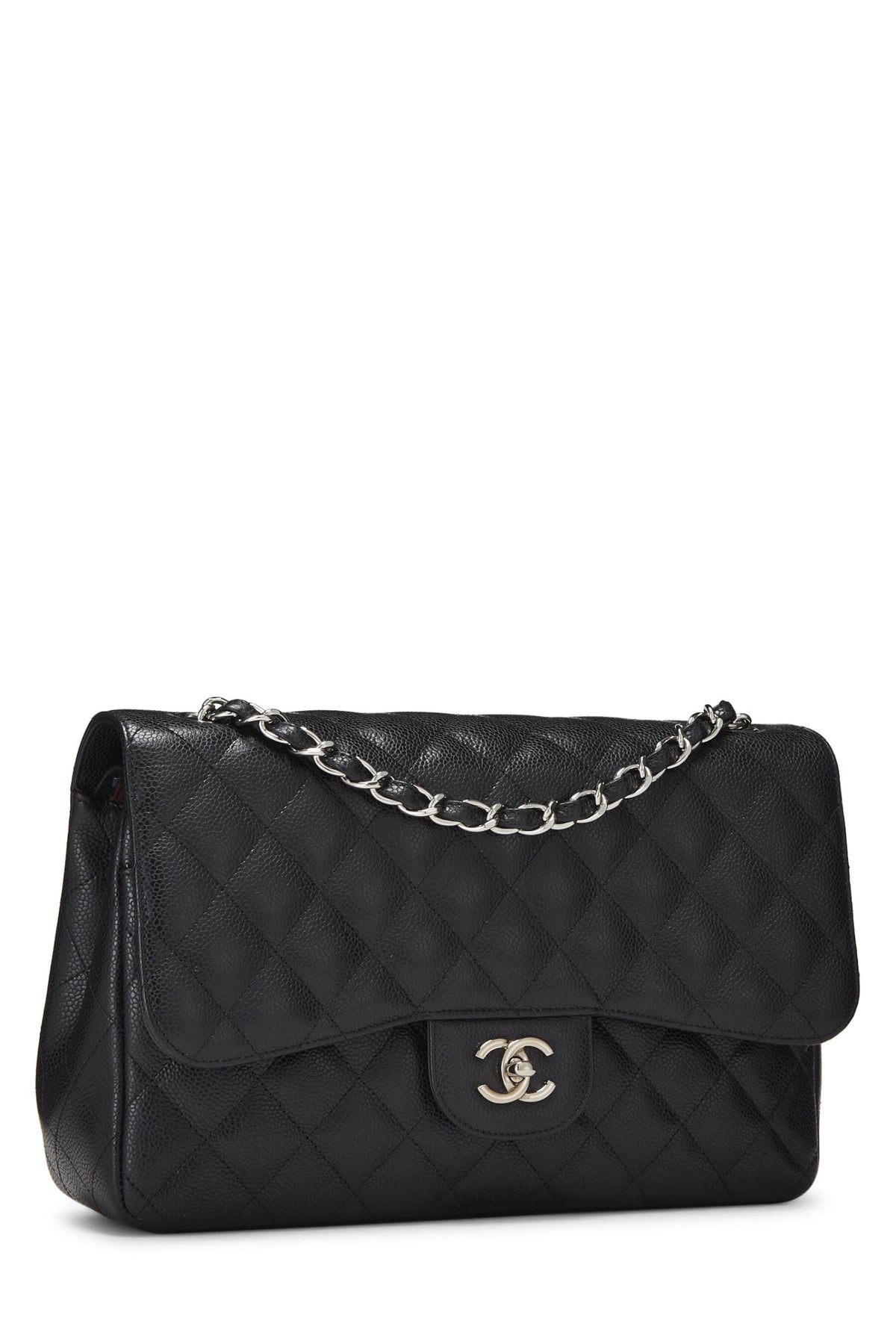 Chanel, Black Quilted Caviar New Classic Double Flap Jumbo, Black
