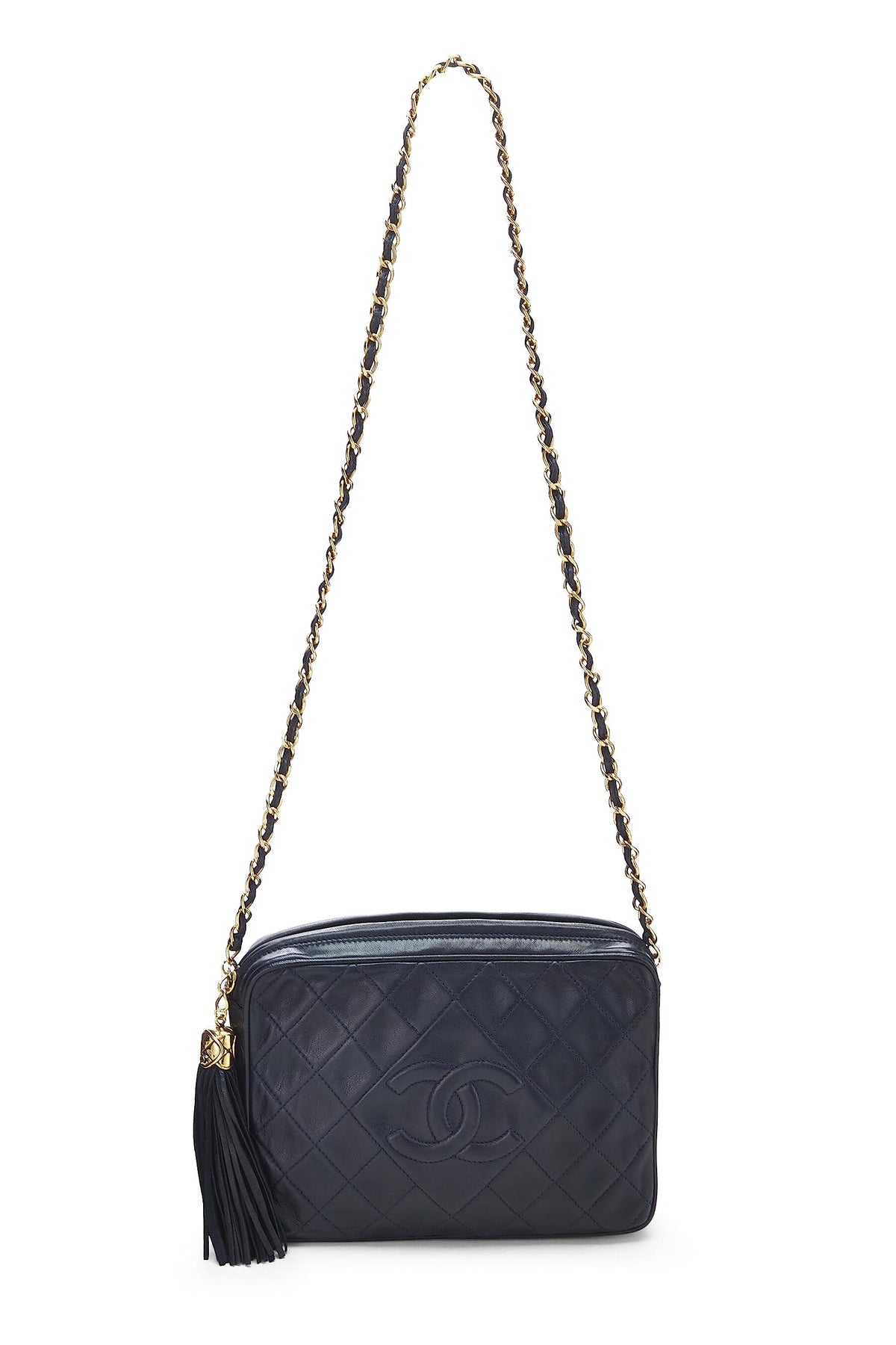 Chanel, Navy Lambskin Diamond 'CC' Camera Bag Medium, Navy