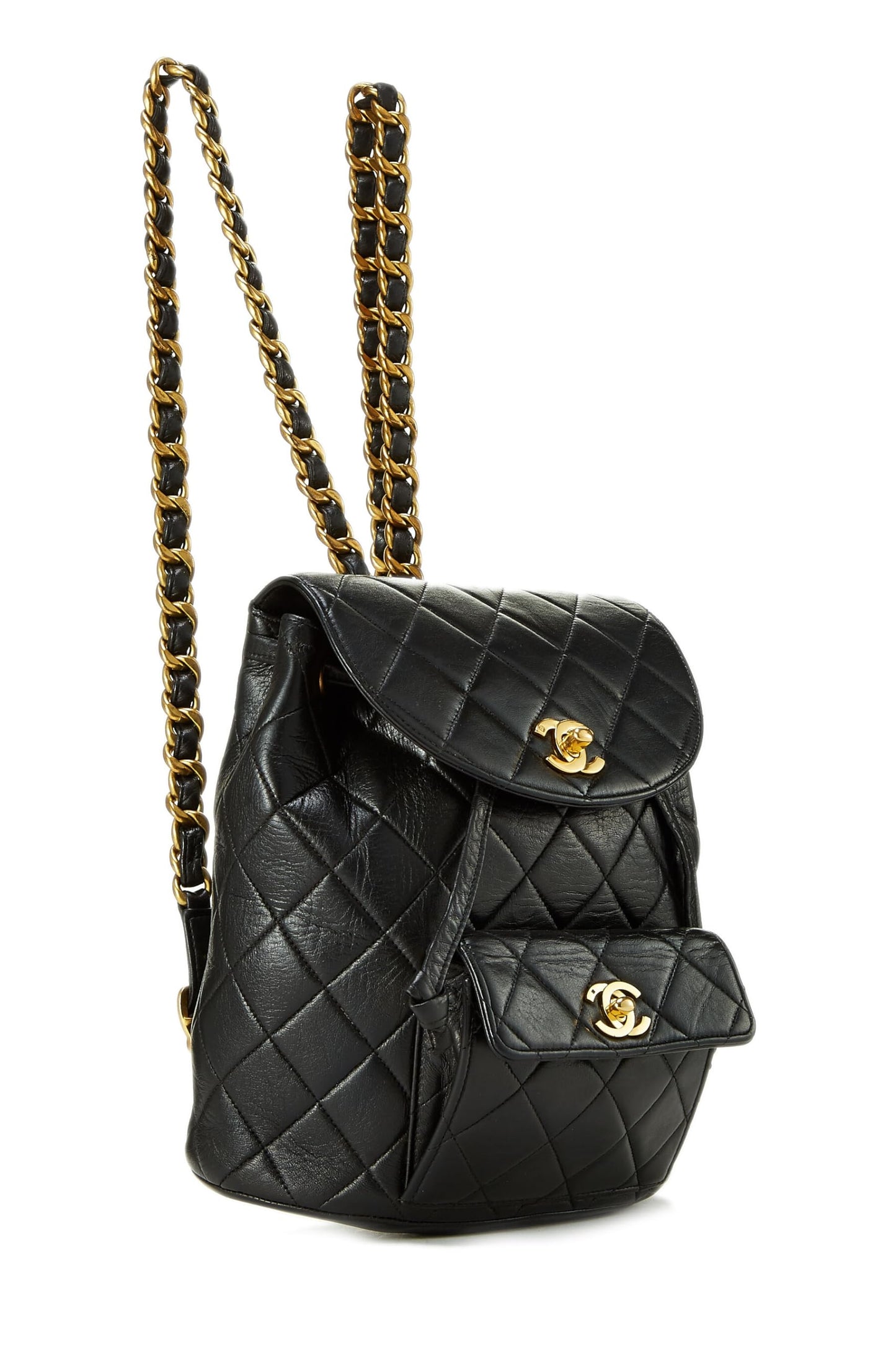 Chanel, Black Quilted Lambskin 'CC' Classic Backpack Medium, Black