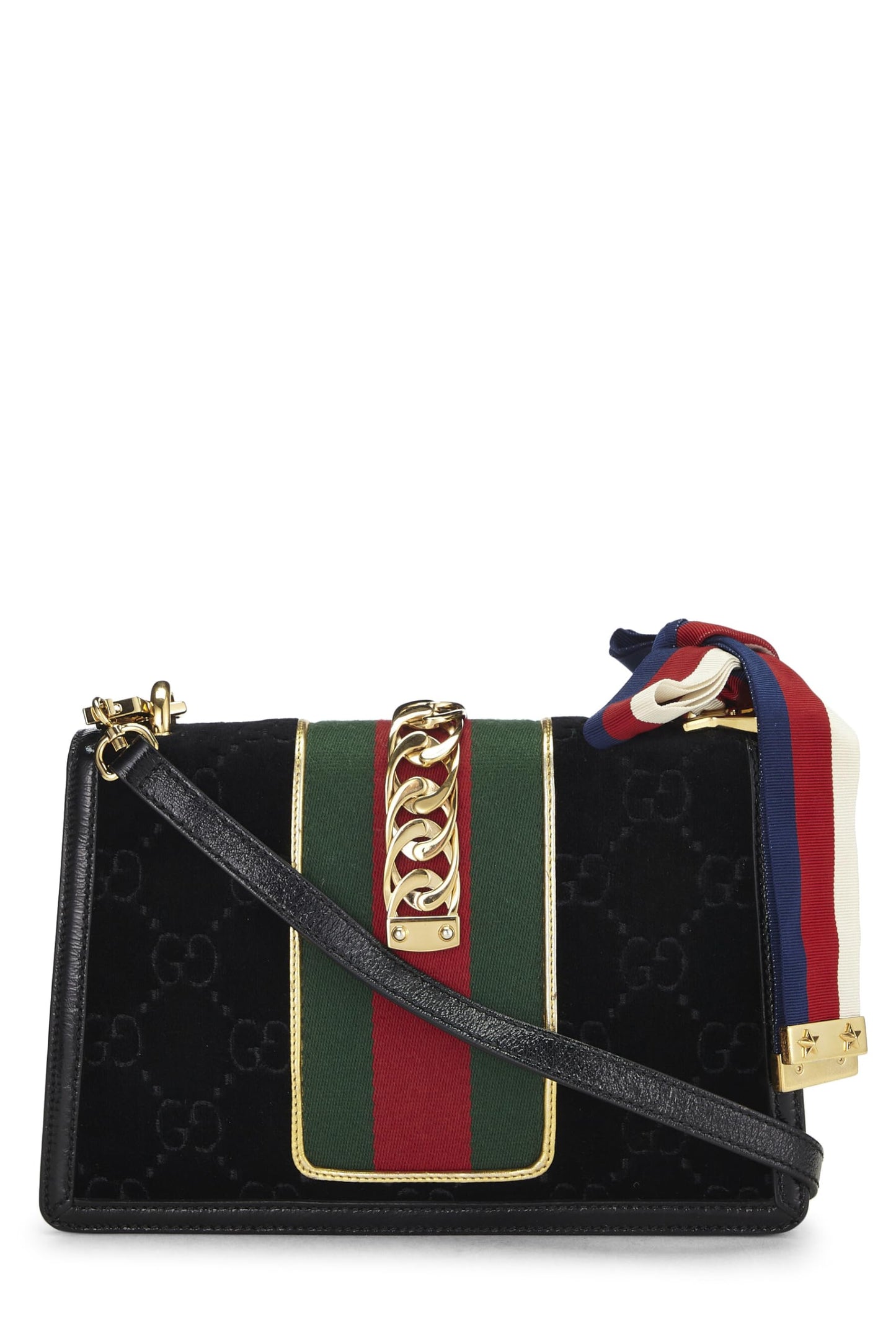 Gucci, Black Velvet Sylvie Shoulder Bag, Black