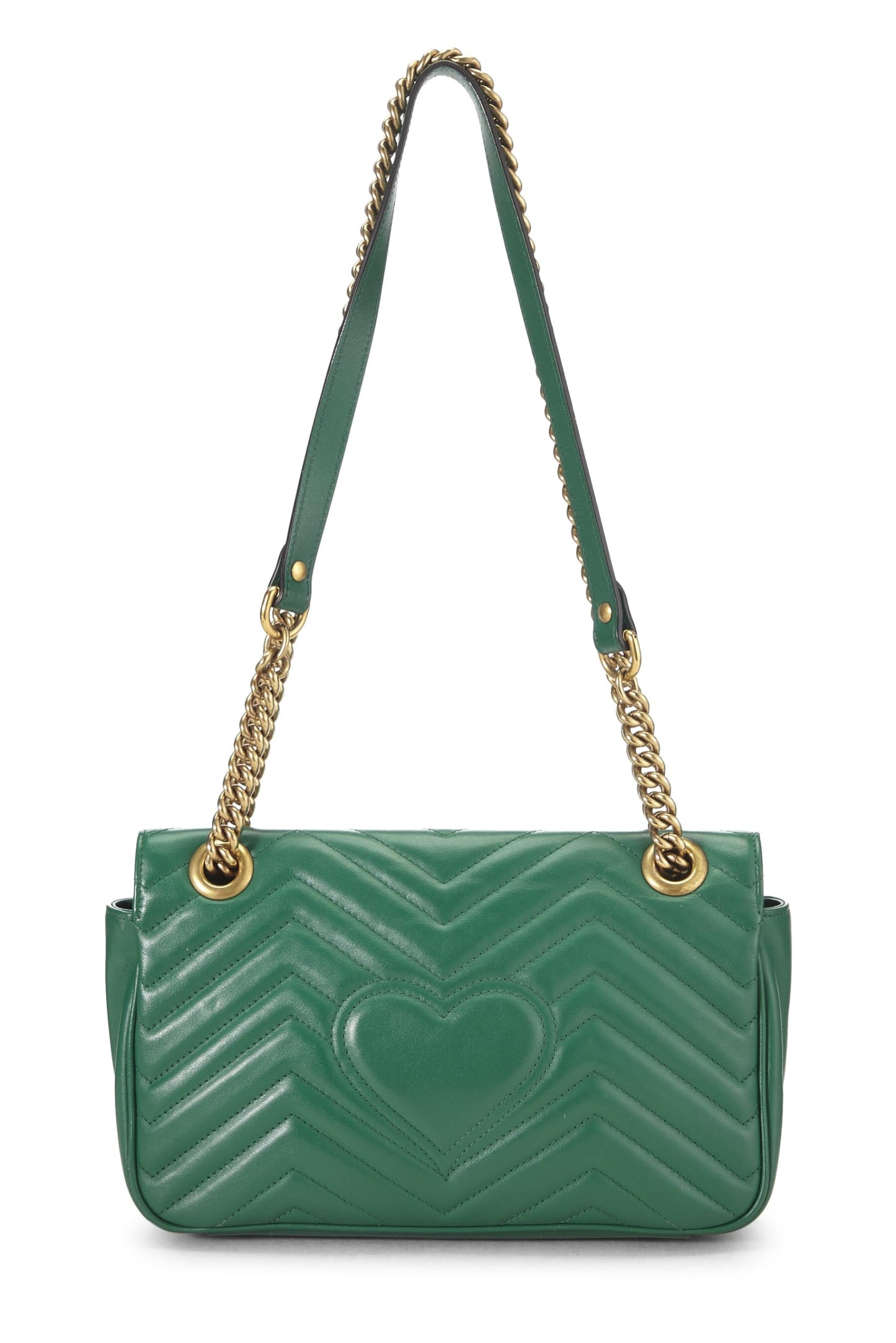 Gucci, Green Leather Matelassé Marmont Shoulder Bag Small, Green