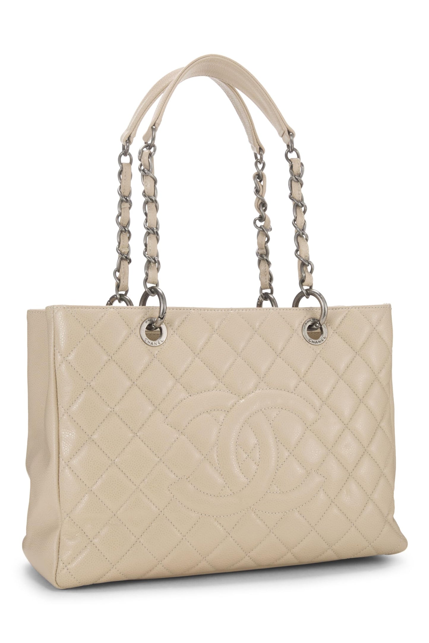 Chanel, Beige Quilted Caviar Grand Shopping Tote (GST), Beige