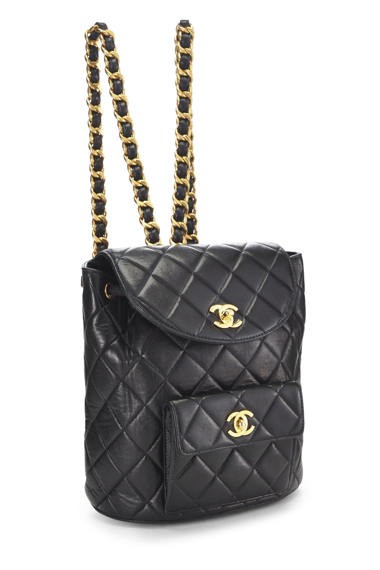 Chanel, Black Quilted Lambskin Classic Backpack, Black