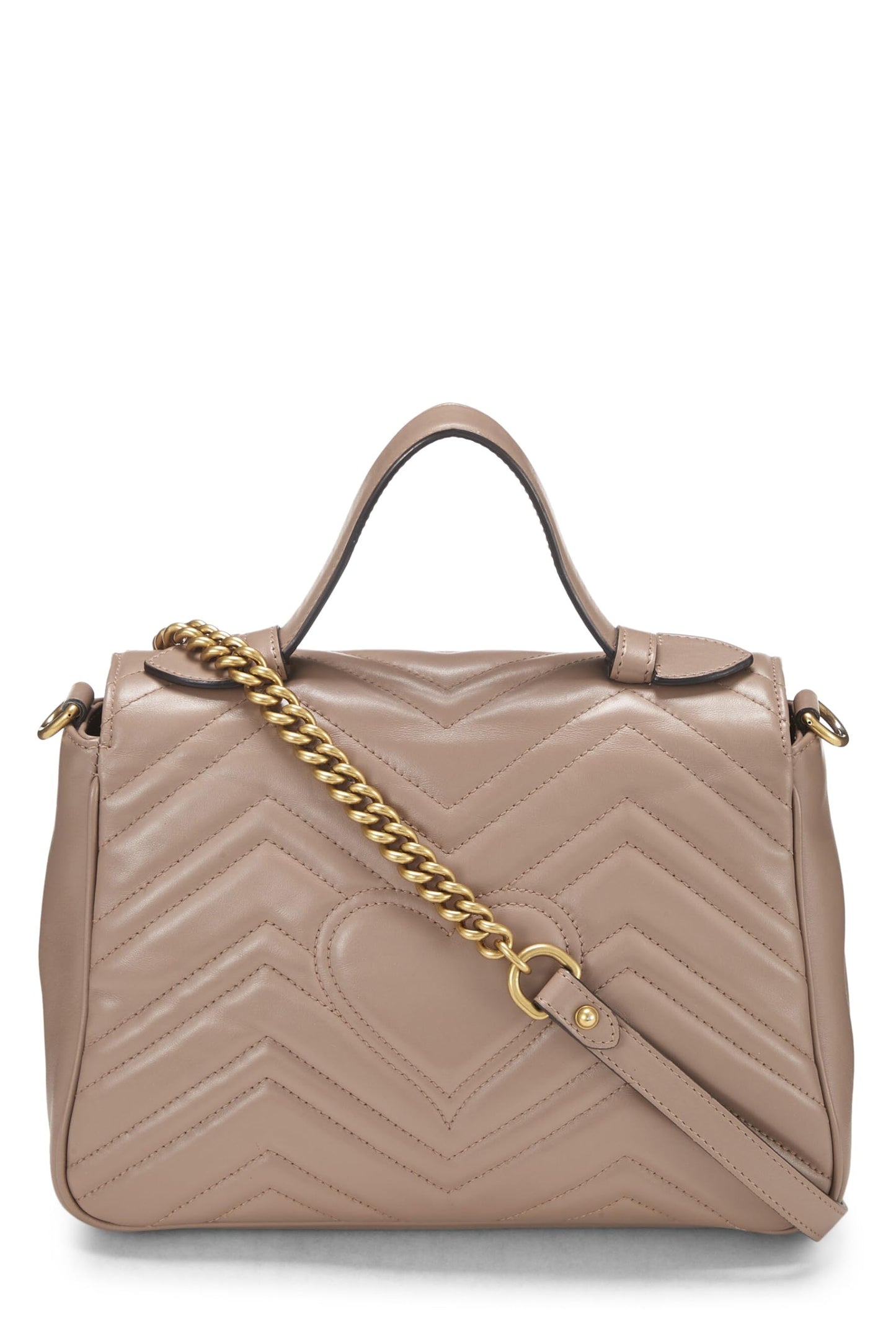 Gucci, Pink Leather GG Marmont Top Handle Shoulder Bag Small, Pink