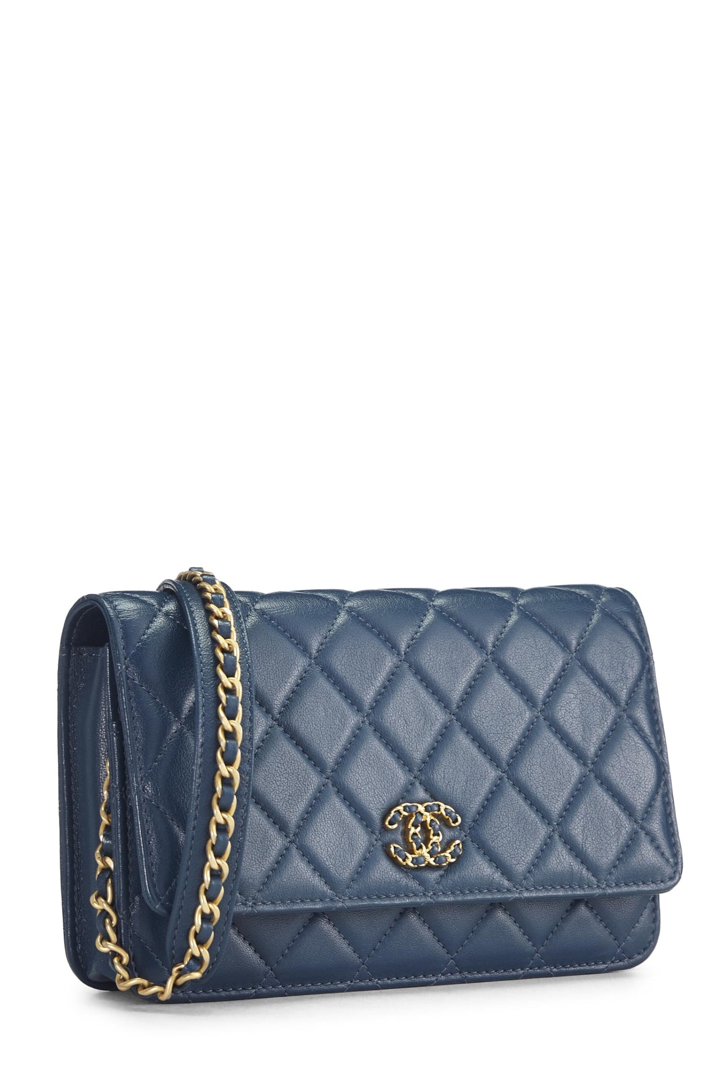Chanel, Blue Quilted Lambskin Infinity Wallet on Chain (WOC), Blue