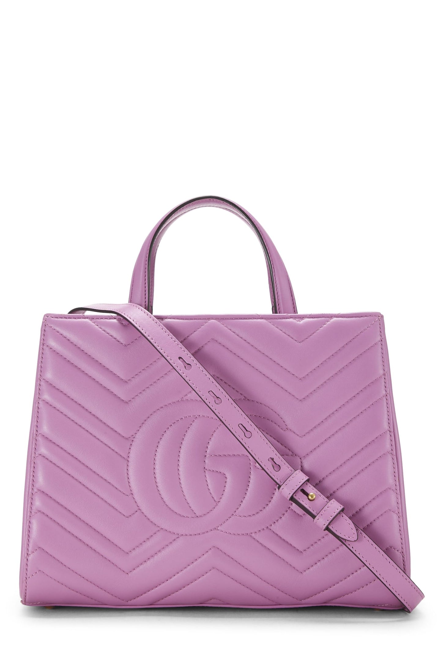 Gucci, Pink Leather GG Marmont Top Handle Bag Small, Pink