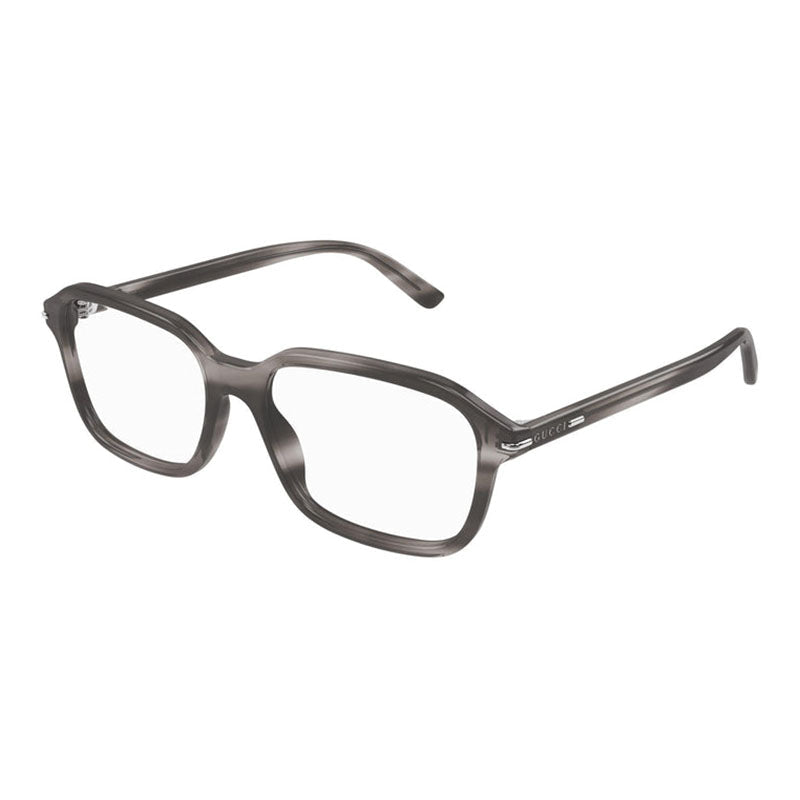 Gucci Eyeglasses Square Full Rim, Grey Havana Frame and Clear Demo Lenses Lens GG1446O003