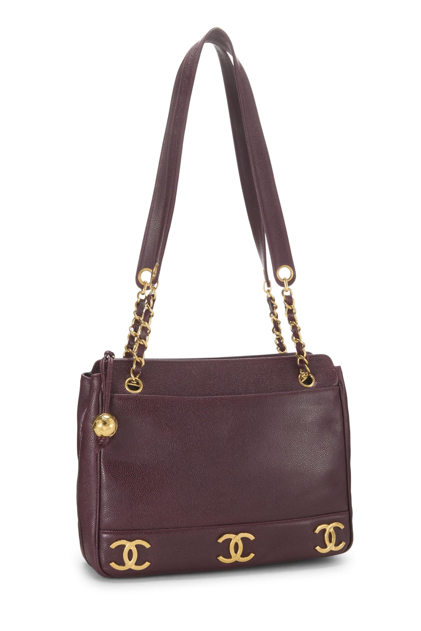 Chanel, Burgundy Caviar 3 'CC' Tote Large, Burgundy