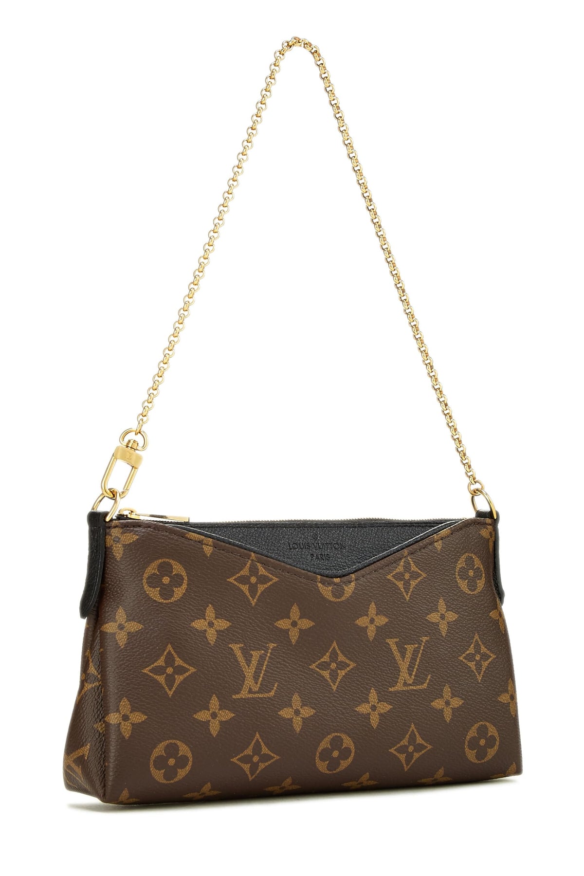 Louis Vuitton, Black Monogram Canvas Pallas Clutch, Black