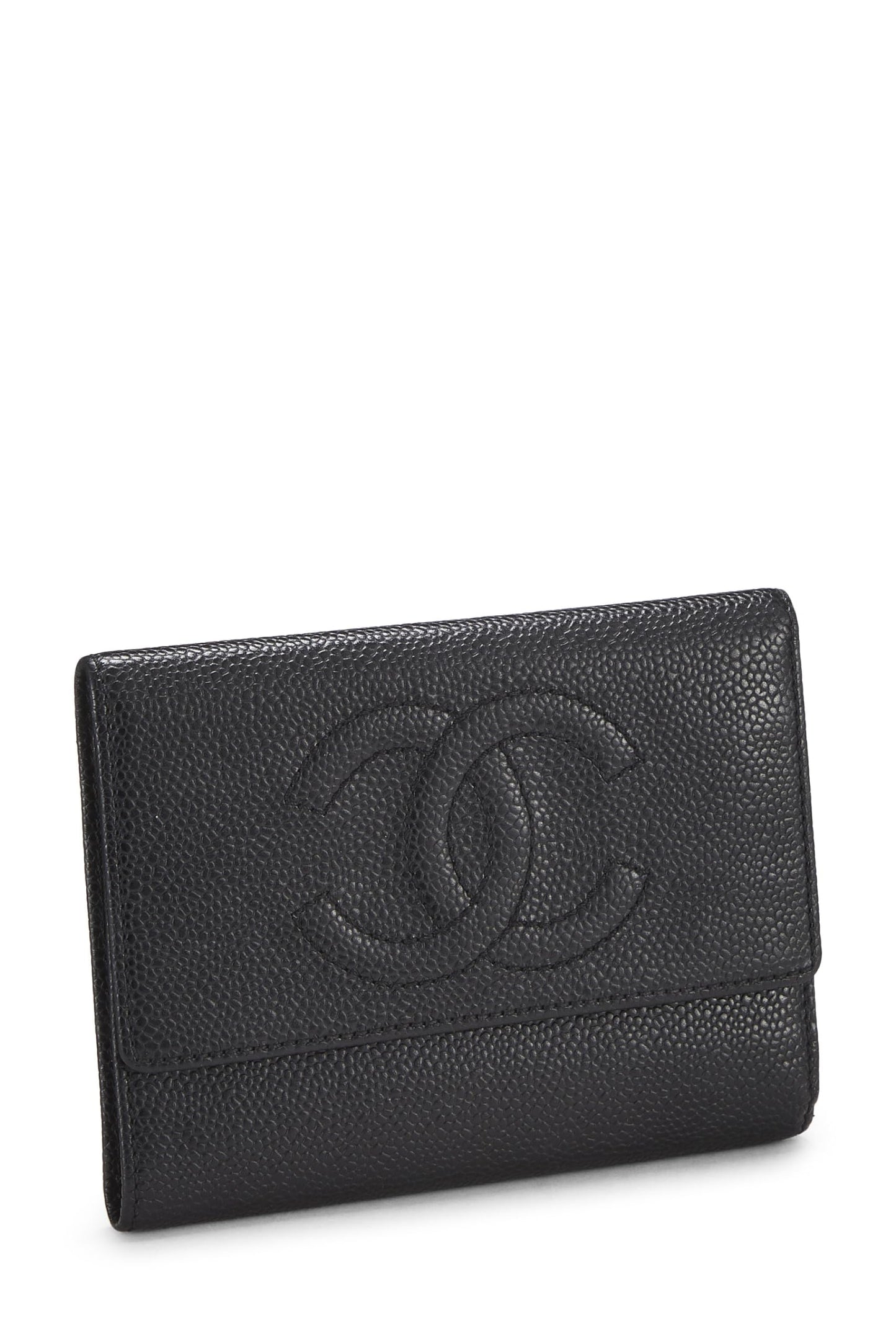 Chanel, Black Caviar Timeless 'CC' Flap Wallet, Black