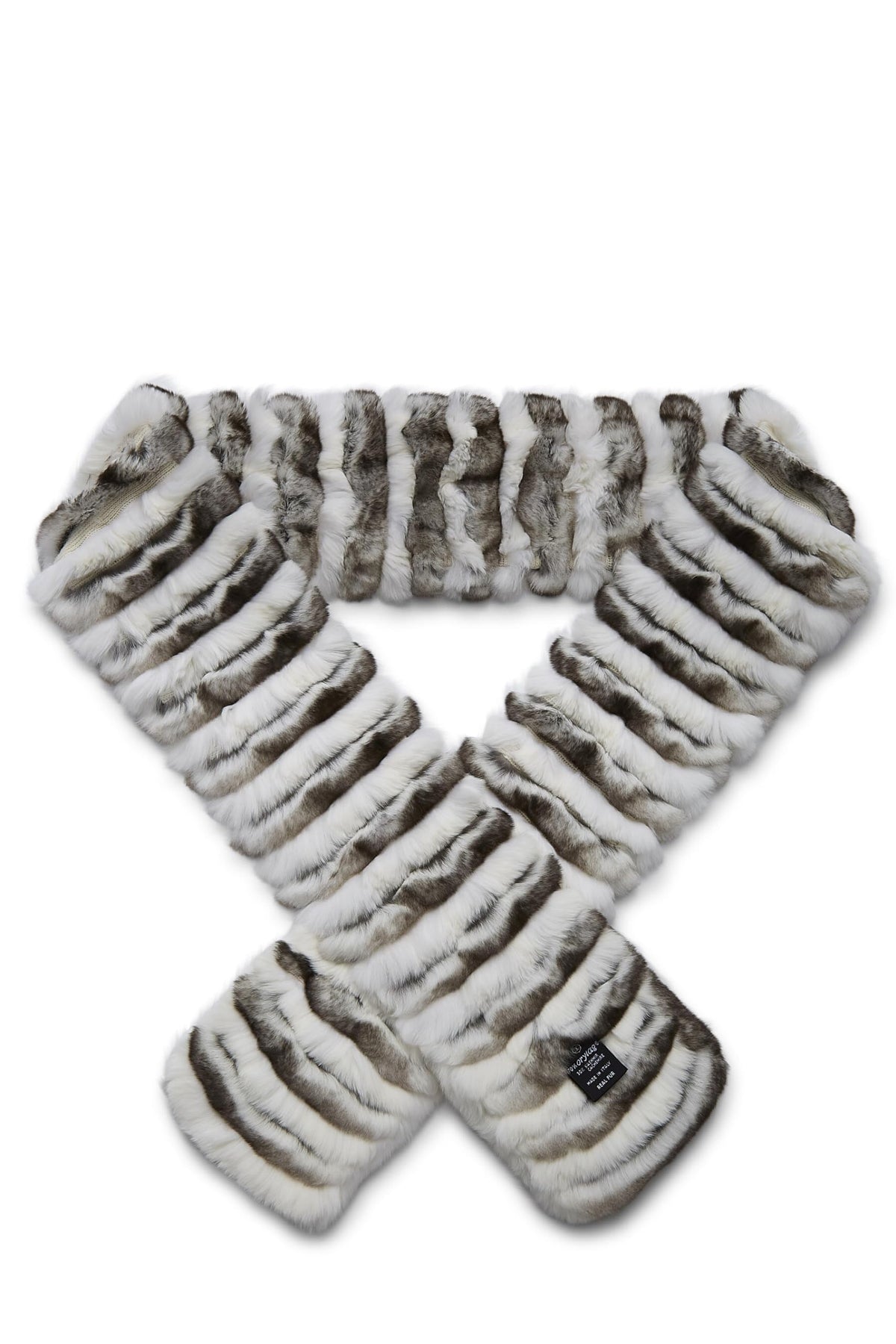 Chanel, White & Black 'CC' Fur Muffler, White
