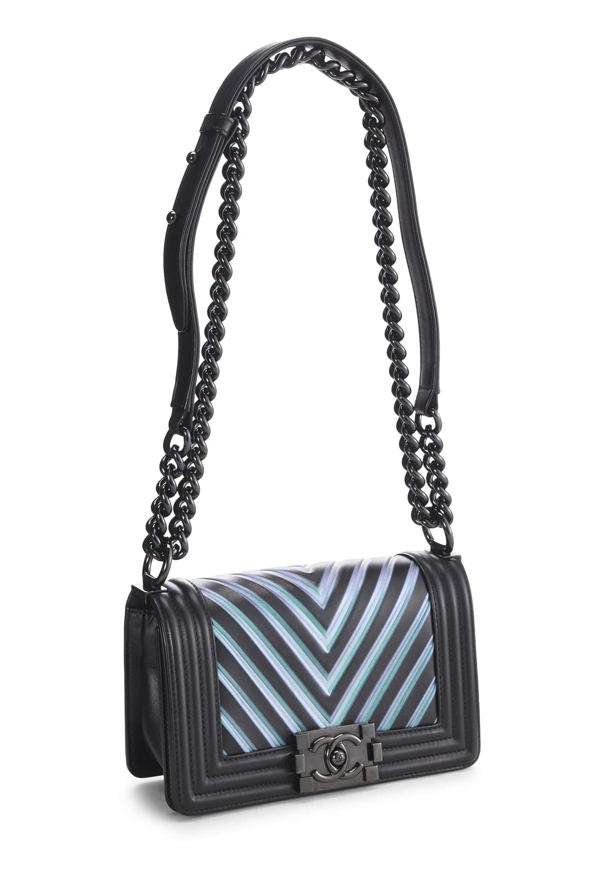 Chanel, Black Chevron Lambskin Boy Bag Small, Black