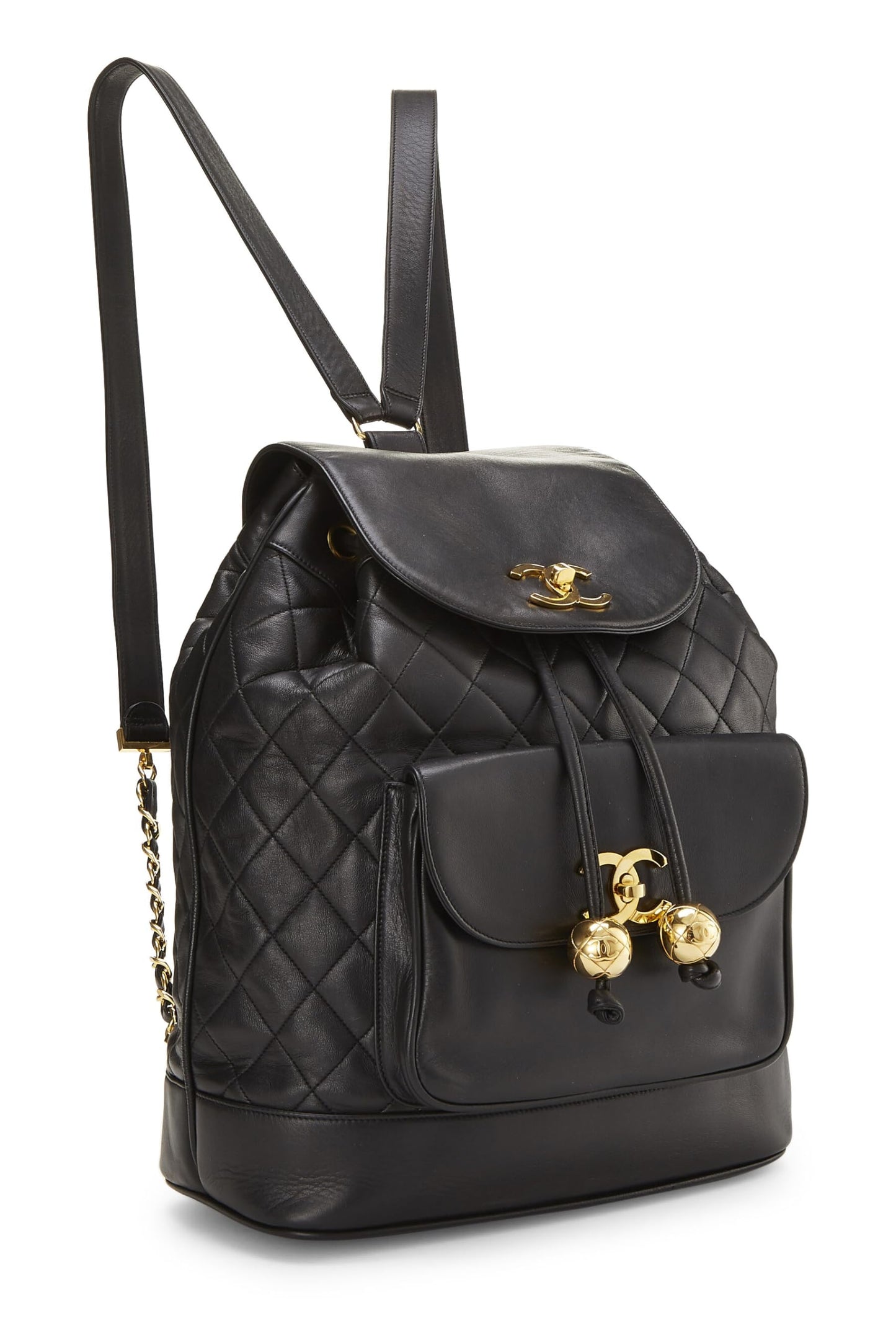 Chanel, Black Quilted Lambskin Backpack Large, Black