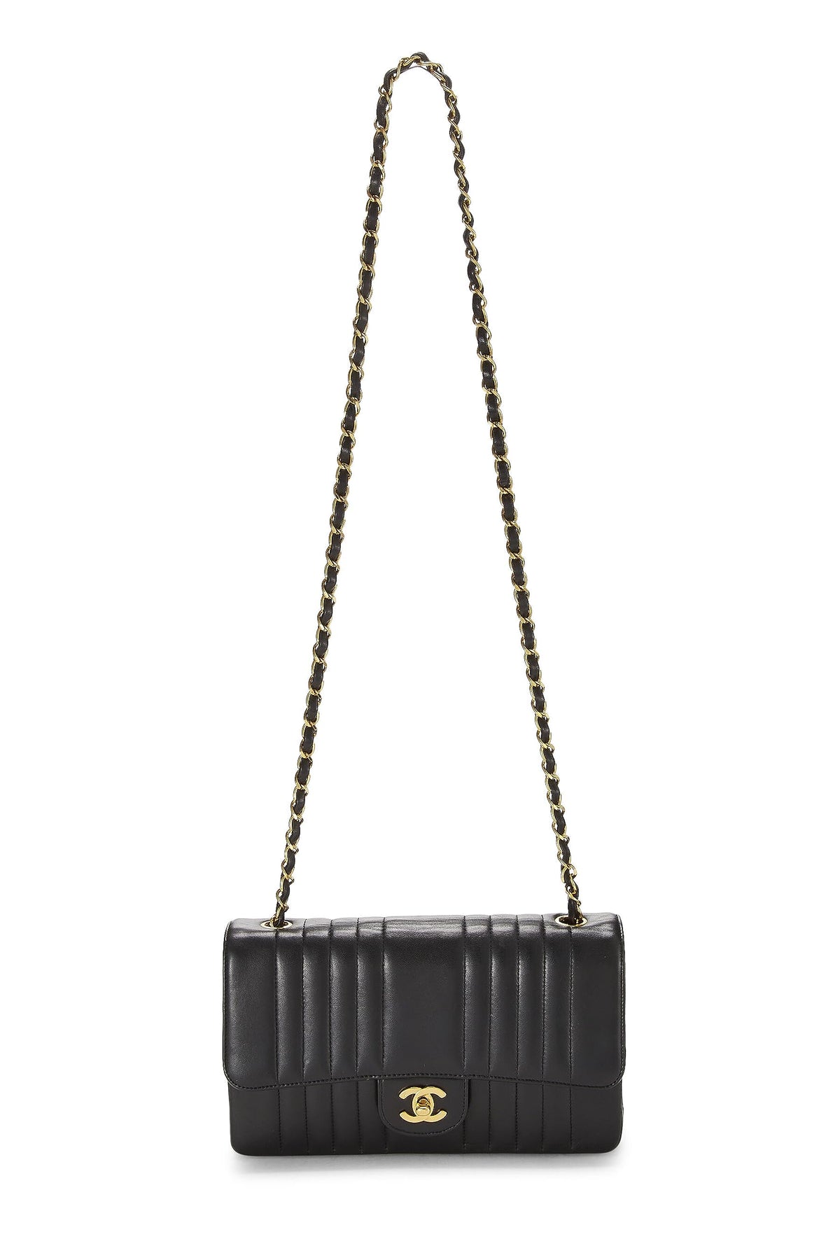 Chanel, Black Vertical Lambskin Classic Flap Medium, Black
