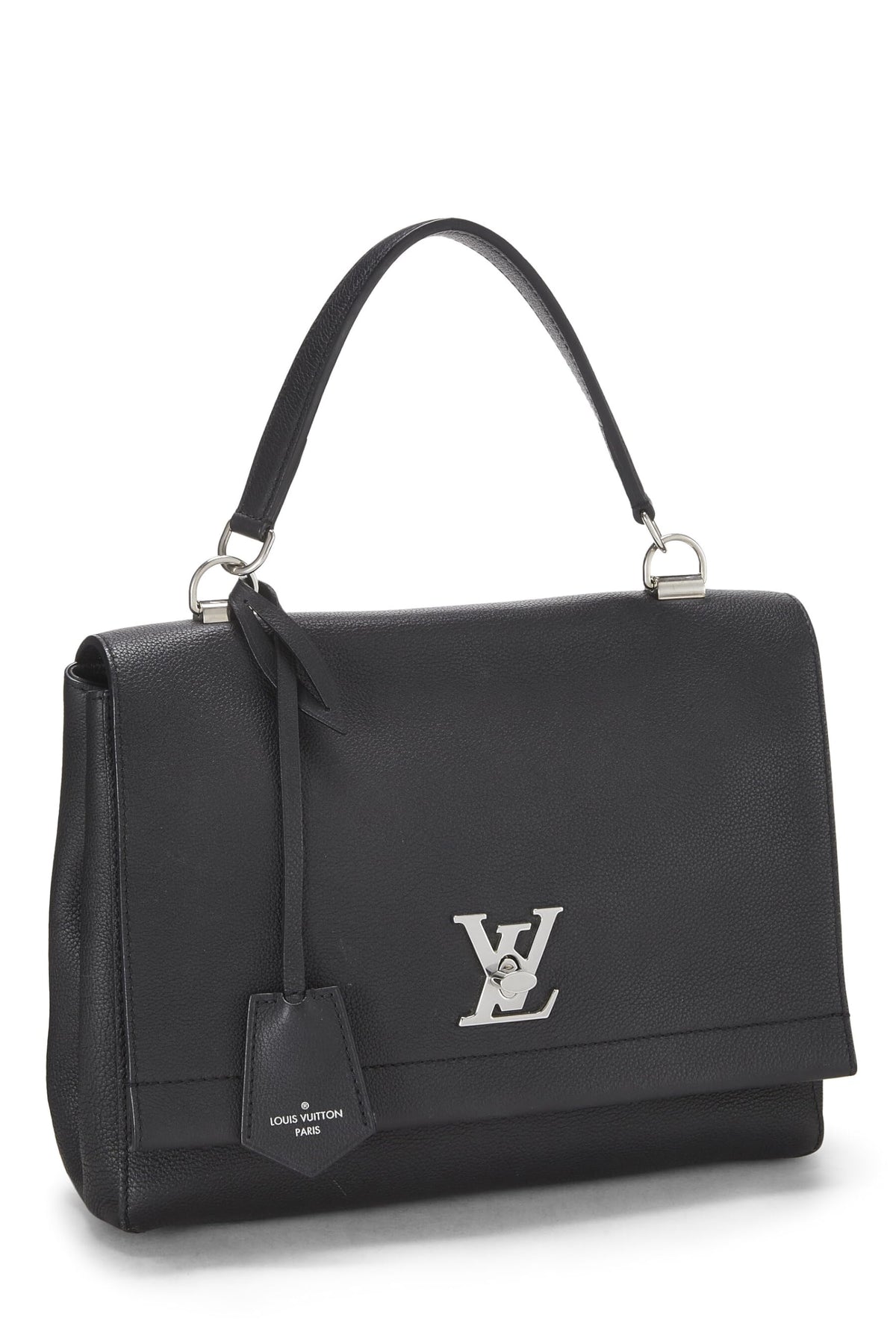 Louis Vuitton, Black Leather Lock Me MM, Black