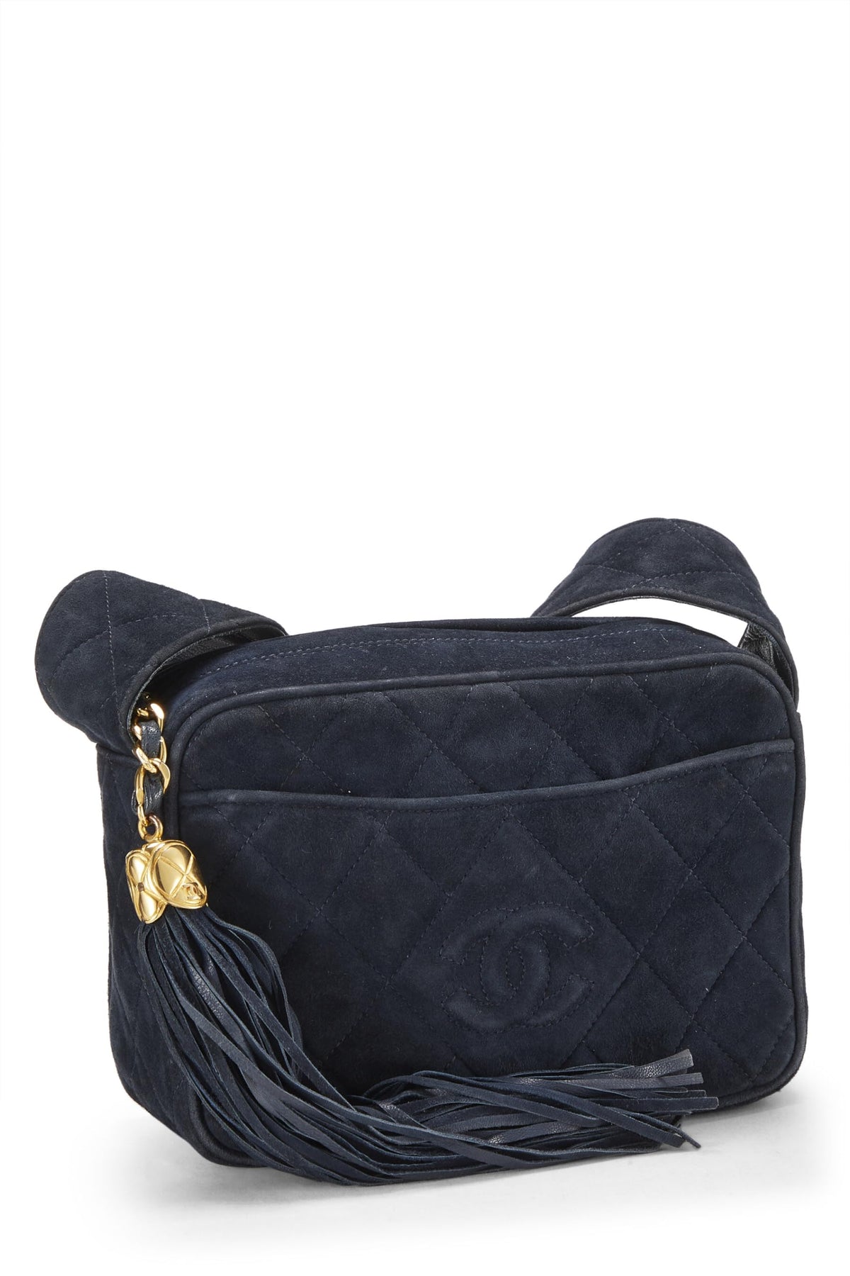 Chanel, Navy Suede Diamond 'CC' Camera Bag Mini, Navy