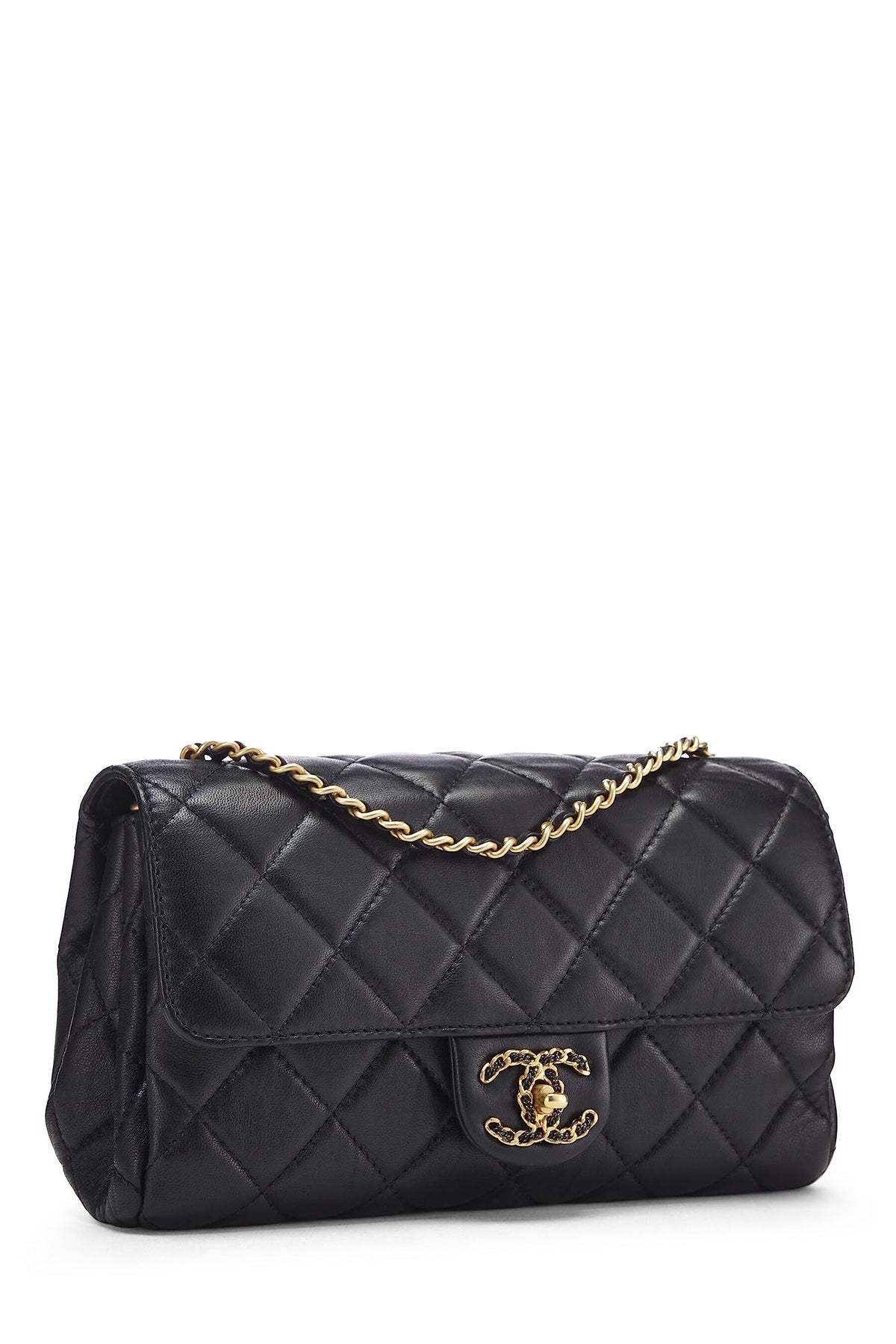 Chanel, Black Quilted Lambskin Chain Flap Small, Black