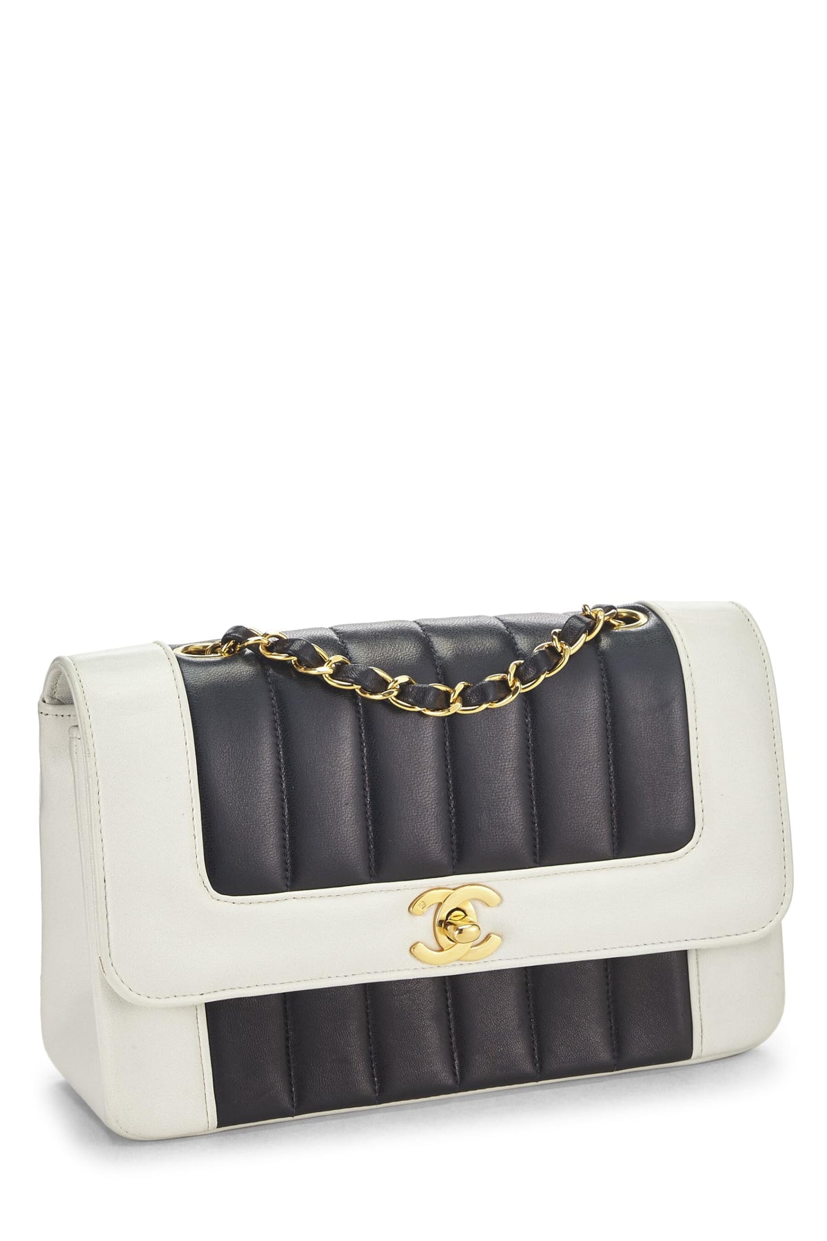 Chanel, Black Lambskin Vertical Border Half Flap Bag Small, Multi